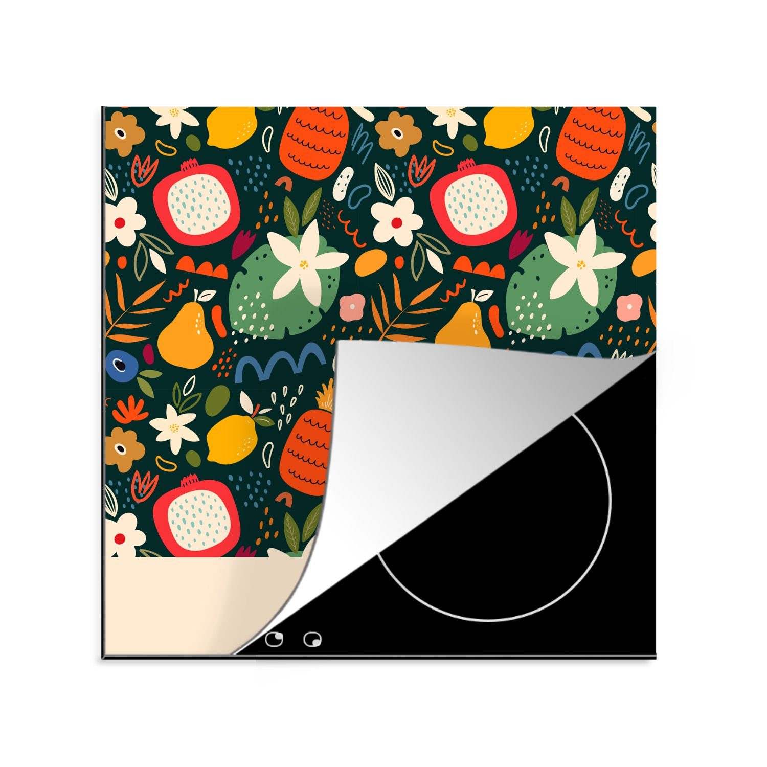 MuchoWow Herdblende-/Abdeckplatte Sprichwörter - Gutes Essen essen - Zitate, Vinyl, (1 tlg), 78x78 cm, Ceranfeldabdeckung, Arbeitsplatte für küche