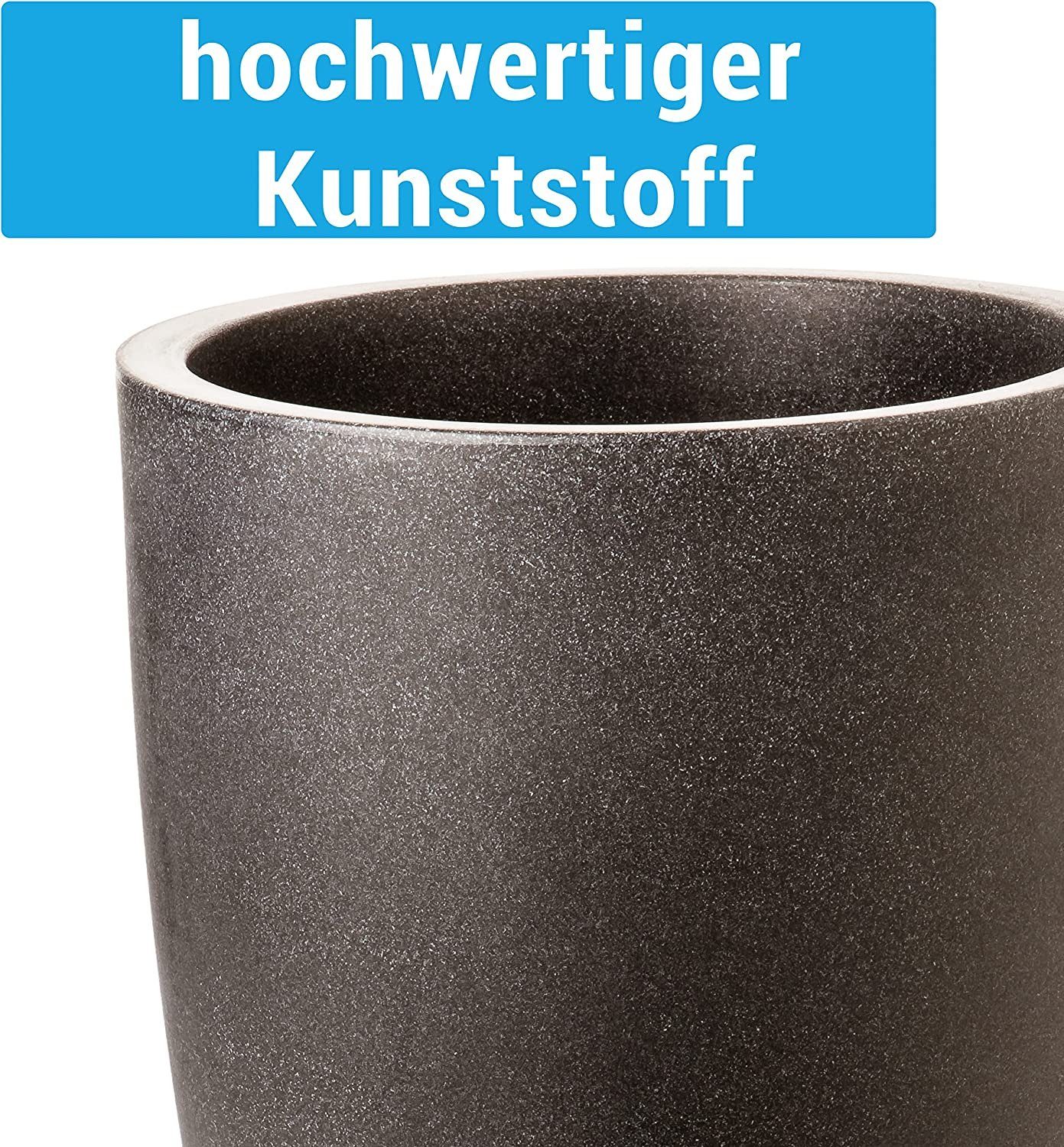 Farbe: 30 und leicht, cm, Kunststoff groß stabil (Spar Pflanzkübel Pflanzkübel Centi außen cm), 2 40 Ø extra Granitoptik Pflanzvase St., Höhe aus Set, anthrazit