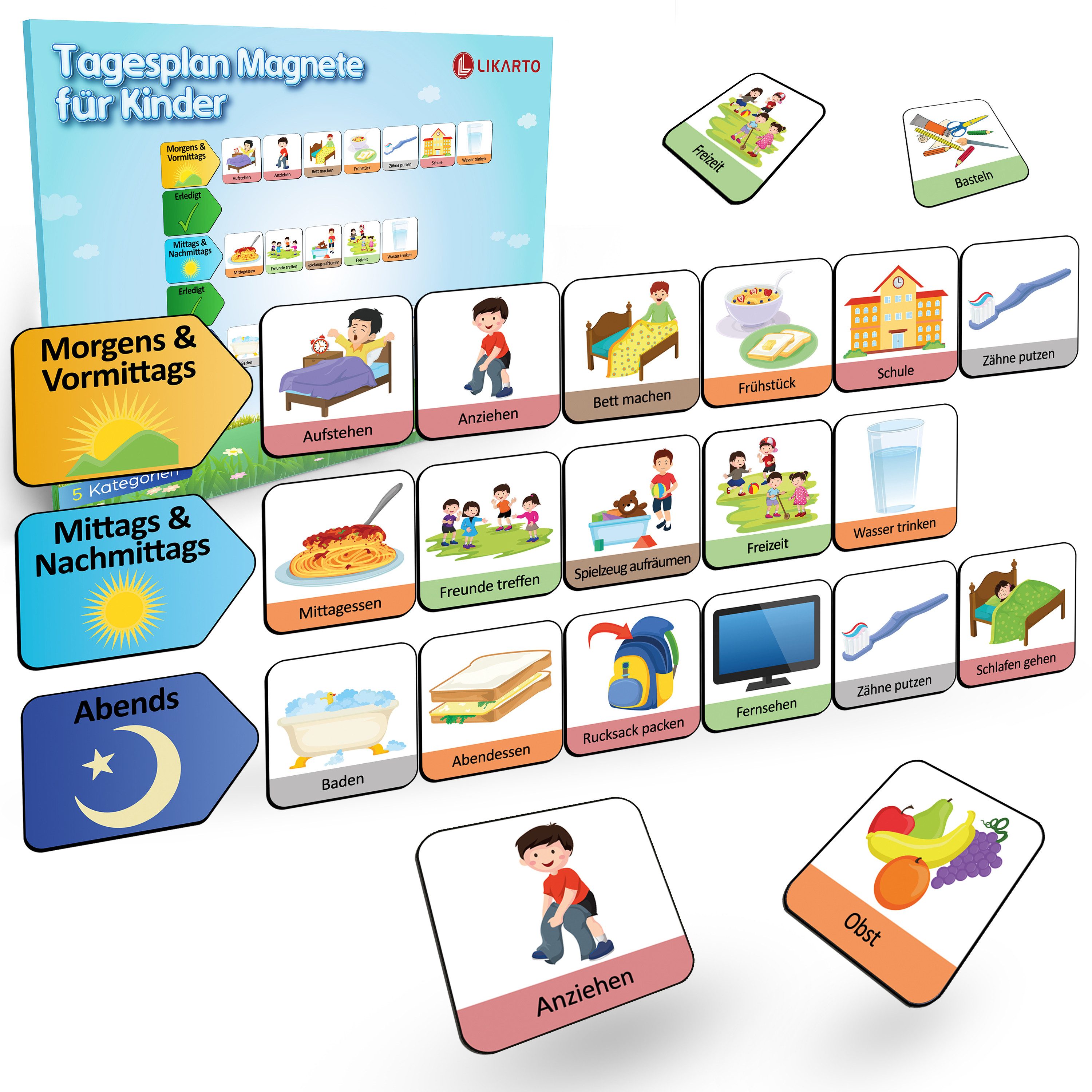 Lernspielzeug Magnet-Set für Tagesplaner, 150 Magnete zur Tagesplanung