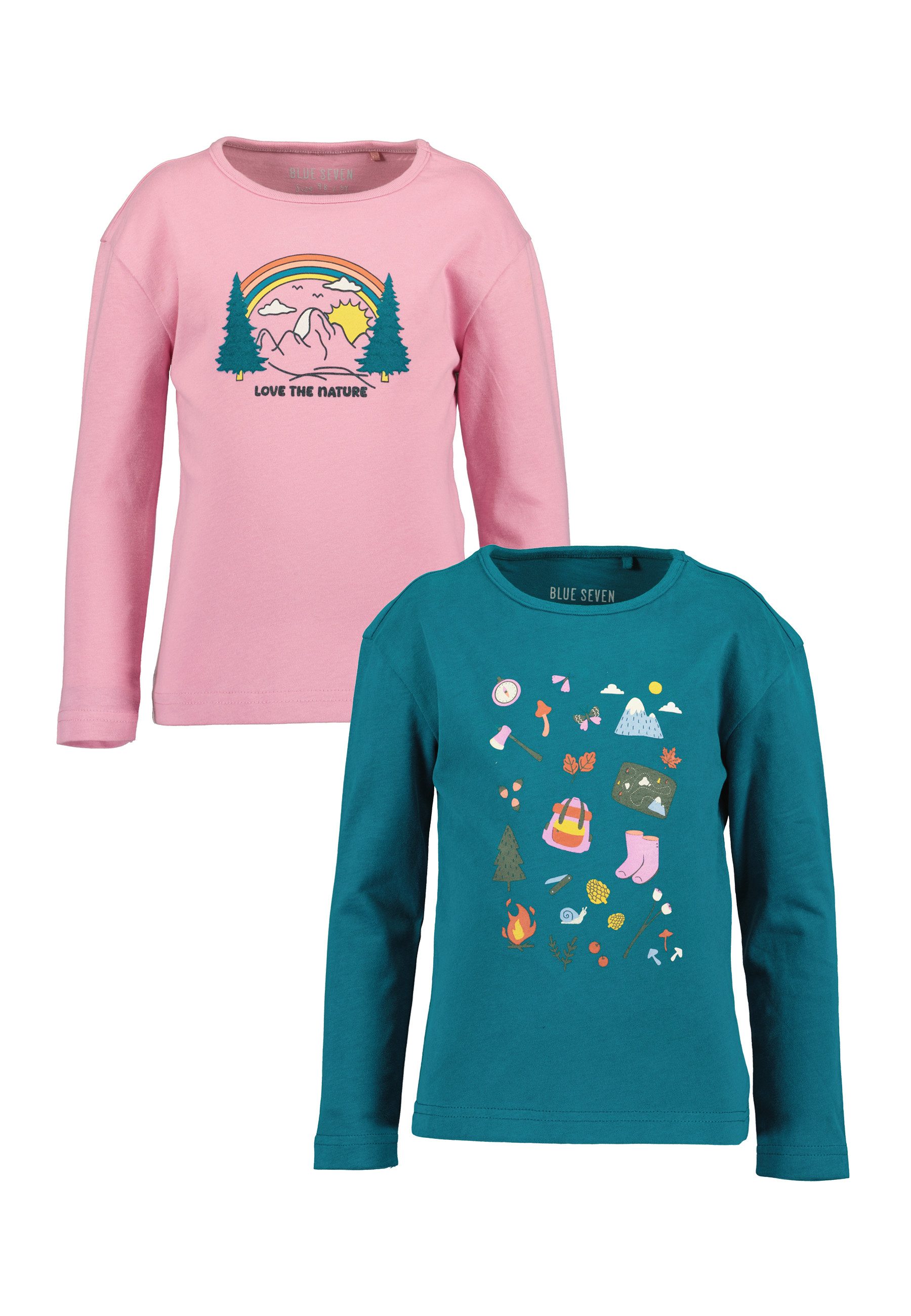 Blue Seven Langarmshirt (Packung, 2-tlg) mit tollen Frontmotiven