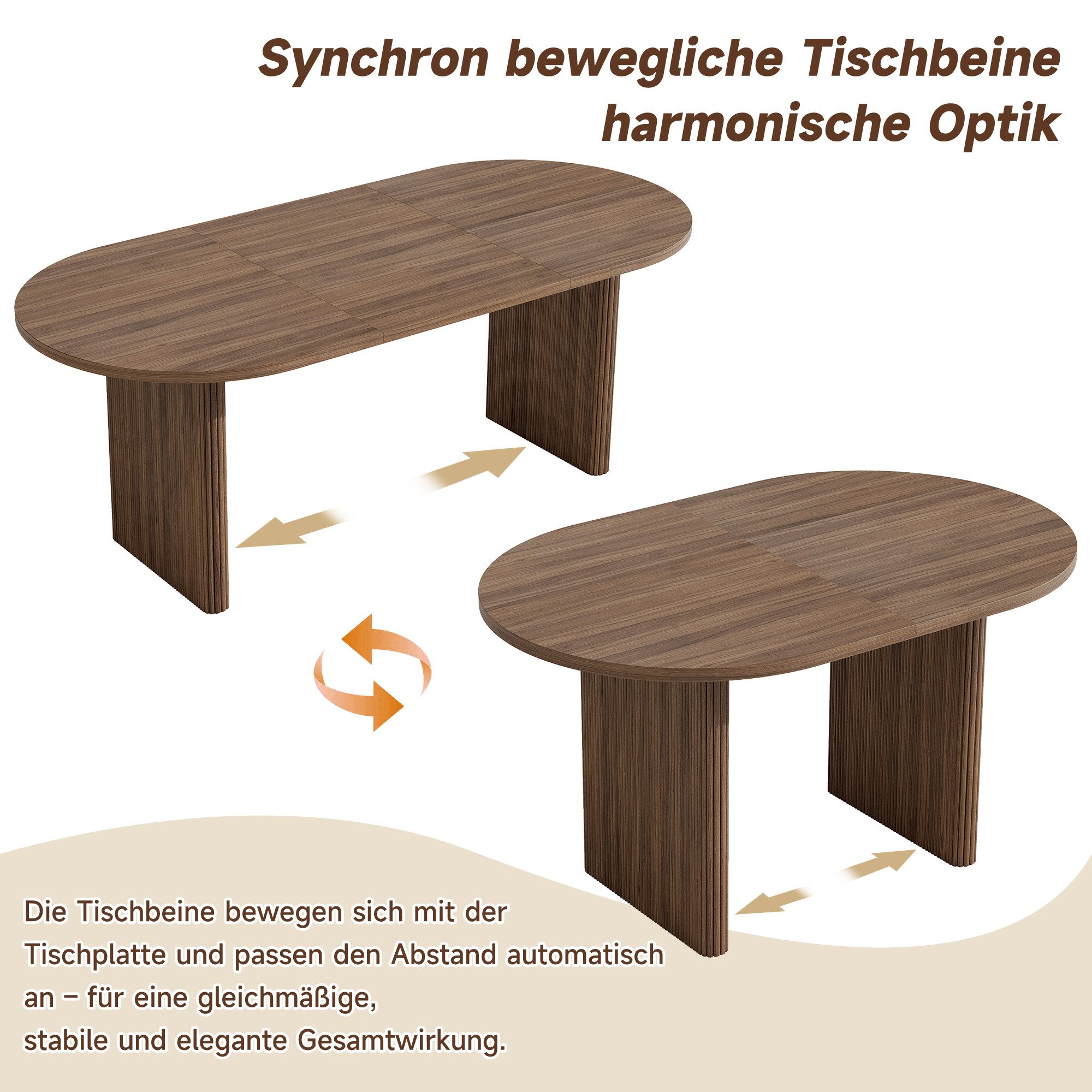 Celya Esstisch Ausziehbarer Esstisch 140/200 * 90 cm, geeignet für 6–8 Personen (mit abgerundeten Ecken, verdickte Tischplatte, im einfachen Stil) – Bild 5 von 5