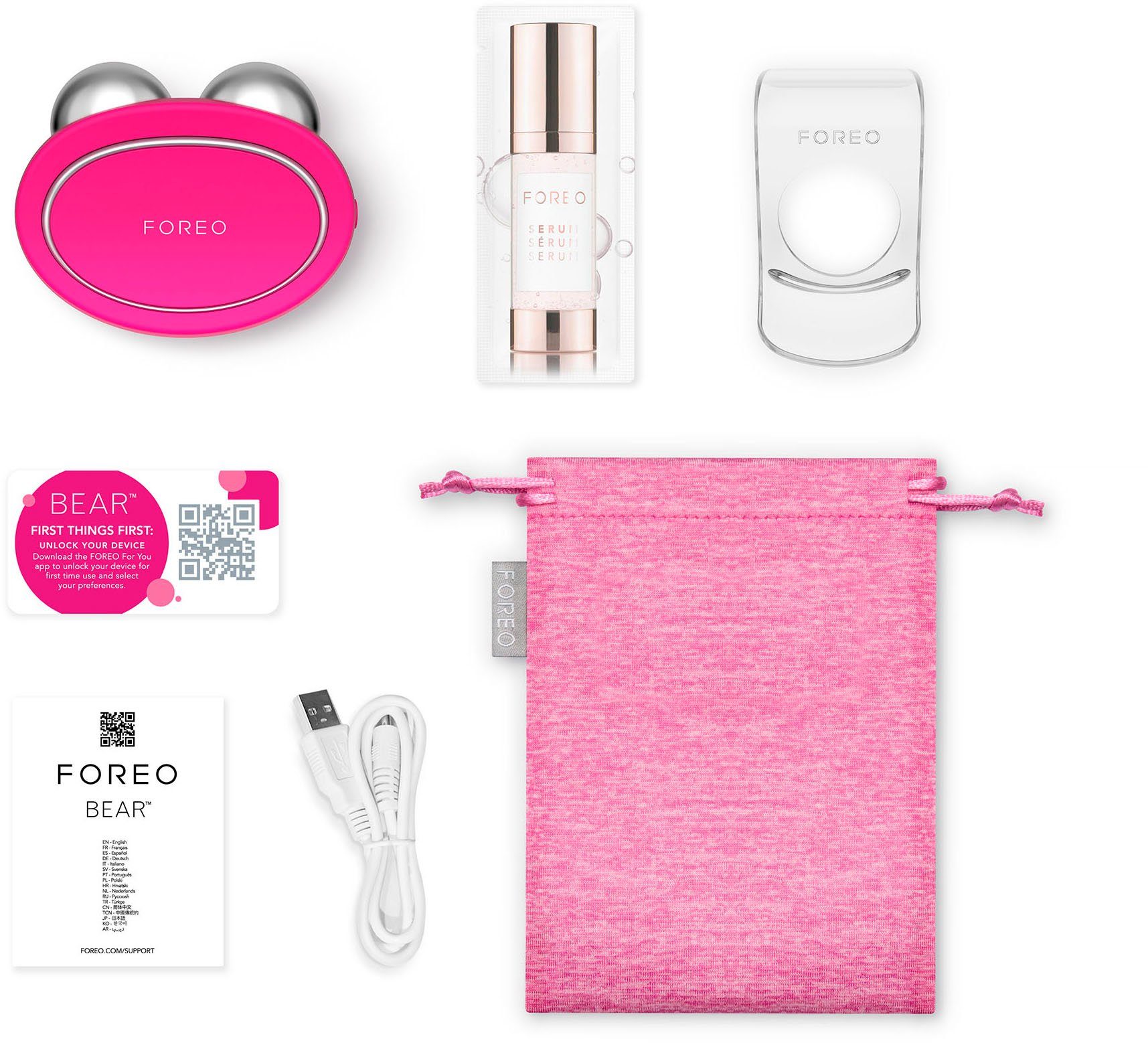 FOREO Anti-Aging-Gerät BEAR, Gerät zur Fuchsia Gesichtsstraffung