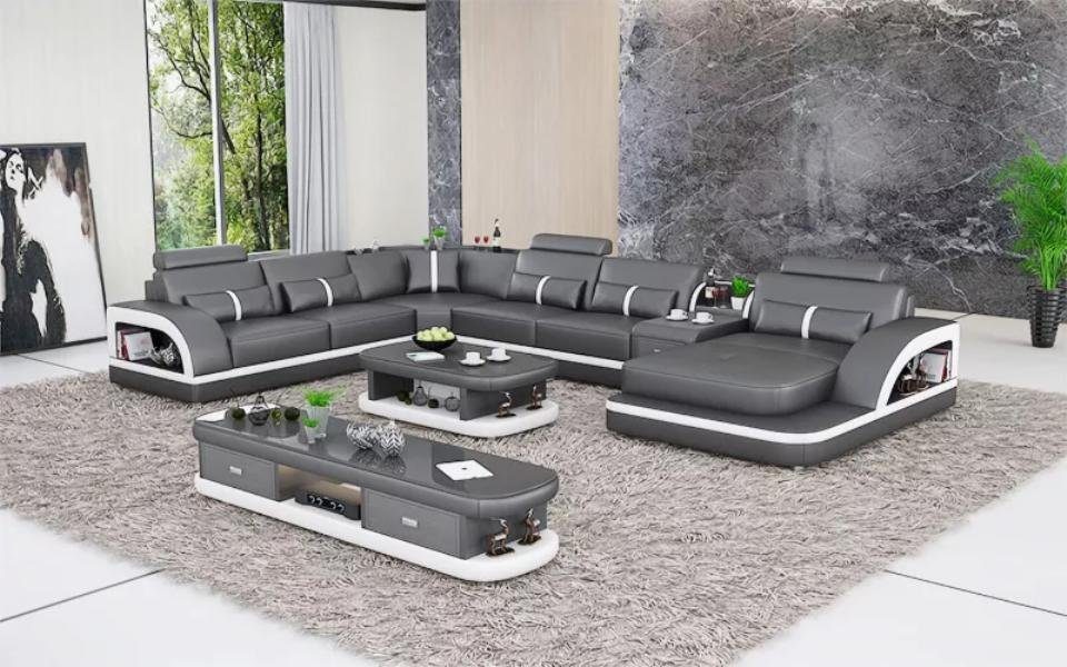 JVmoebel Ecksofa, Wohnlandschaft Couch Polster Sofa Garnitur 3tlg. Set Couchtisch