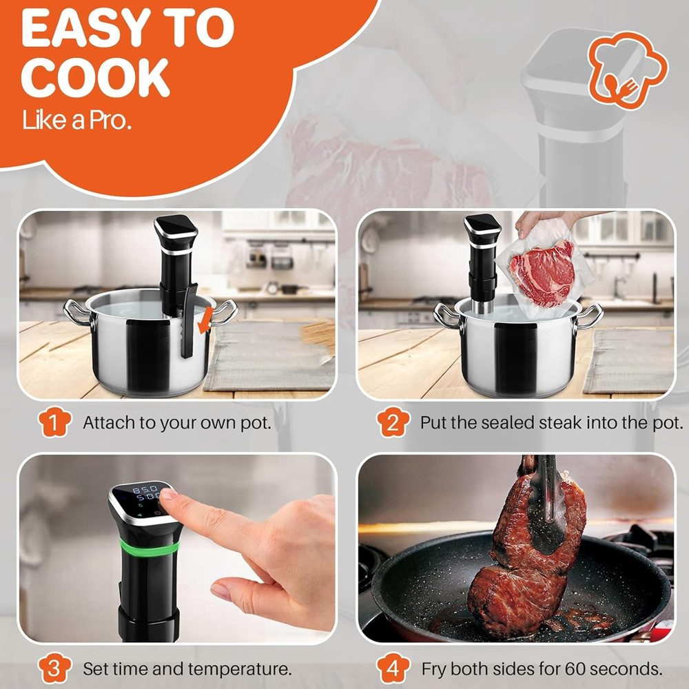 SSY Dampfgarer Sous Vide Stick-Präzisionsgarer mit LED-Display, Leiser Betrieb & Energiesparend – Bild 4 von 5