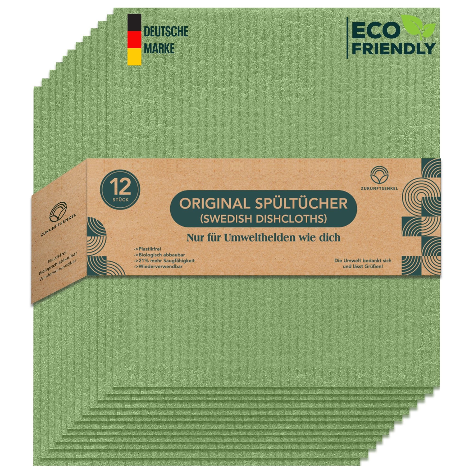ZUKUNFTSENKEL Schwammtuch Nachhaltige Schwammtücher Spültücher, Waschbar, Wiederverwendbar