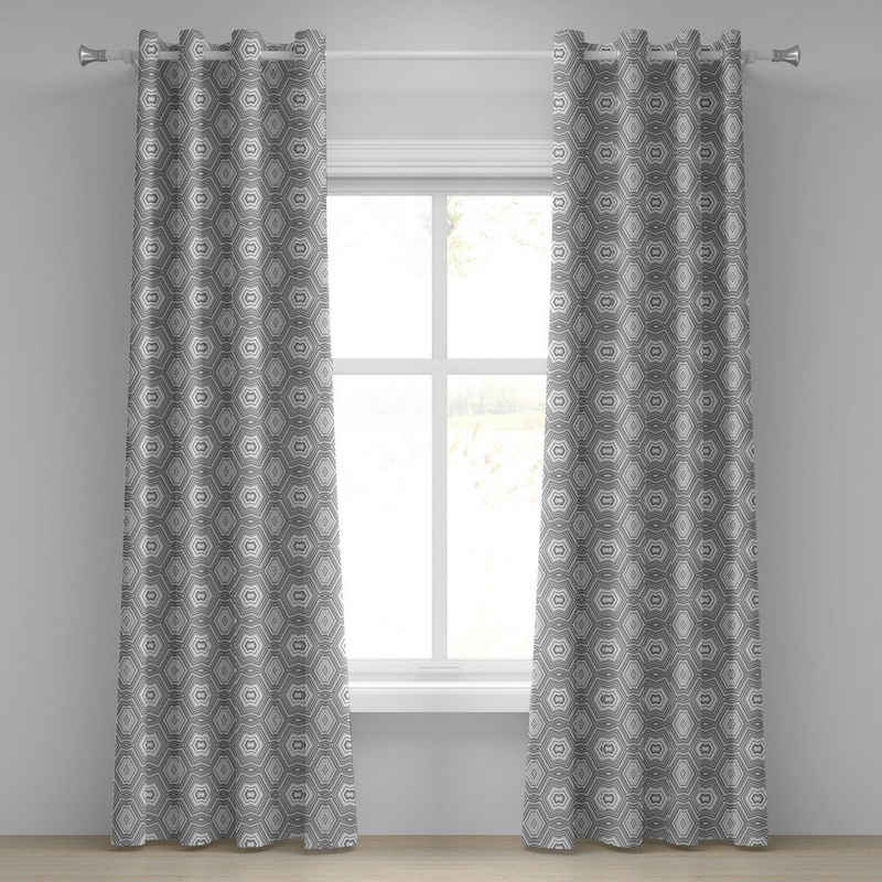Gardine »Dekorative 2-Panel-Fenstervorhänge für Schlafzimmer Wohnzimmer«, Abakuhaus, Grau Graustufen- Abstrakte Formen Kunst