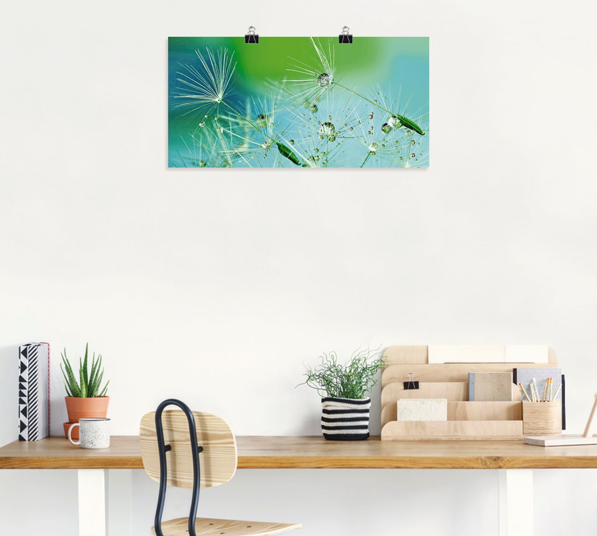 (1 Alubild, Leinwandbild, Poster Wandbild mit Größen Wassertropfen, Blumen versch. Wandaufkleber als oder Artland in St), Pustblumen Glitzernde