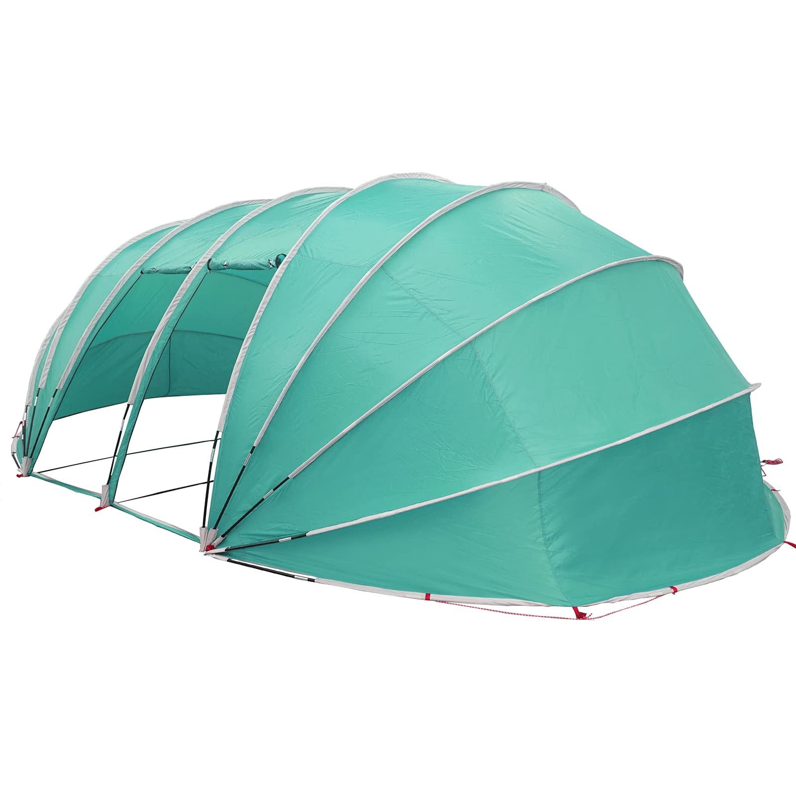 furnicato Poolüberdachung Poolzelt mit Reißverschlusstüren 538x440x204 cm Grün, Wetterfeste Poolüberdachung mit PU-Beschichtung und Erdankern