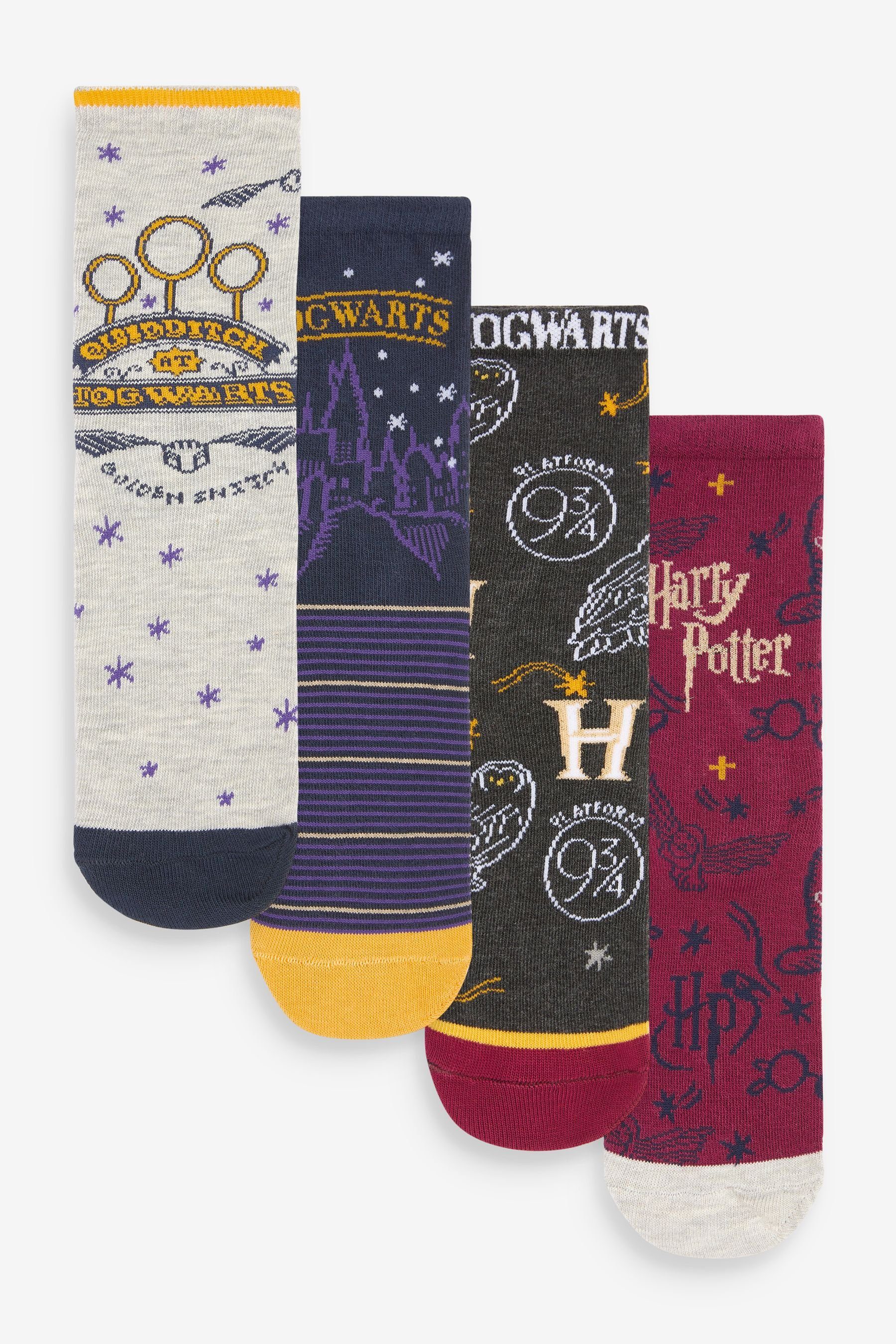 Next Kurzsocken Knöchelhohe Socken, 4er-Pack (1-Paar) Harry Potter Grey/Navy Blue