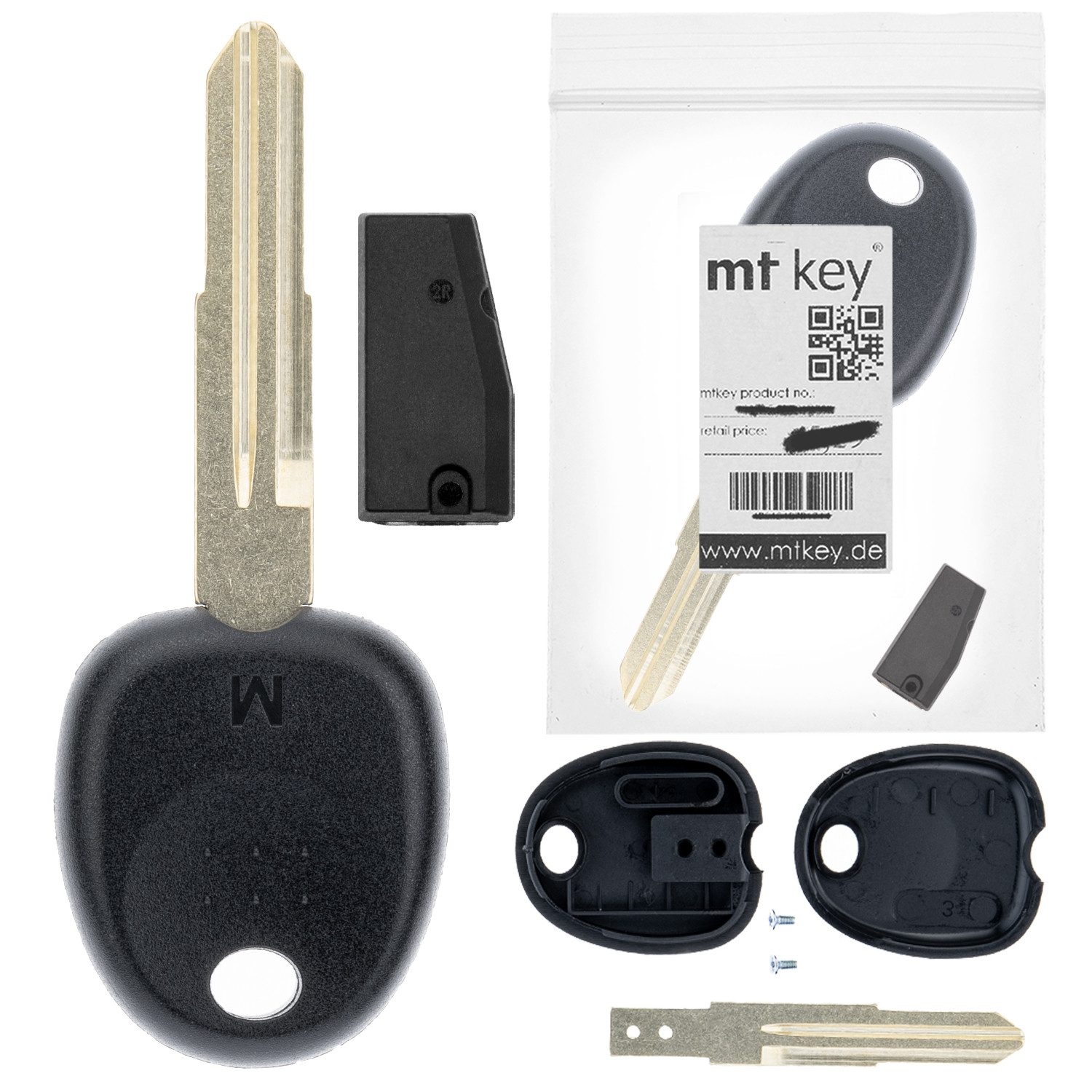 mt-key Schlüsseltasche Auto Zünd Schlüssel Rohling HYN7 + ID46 Transponder (Set), für Kia Sorento I Jc (02-09)