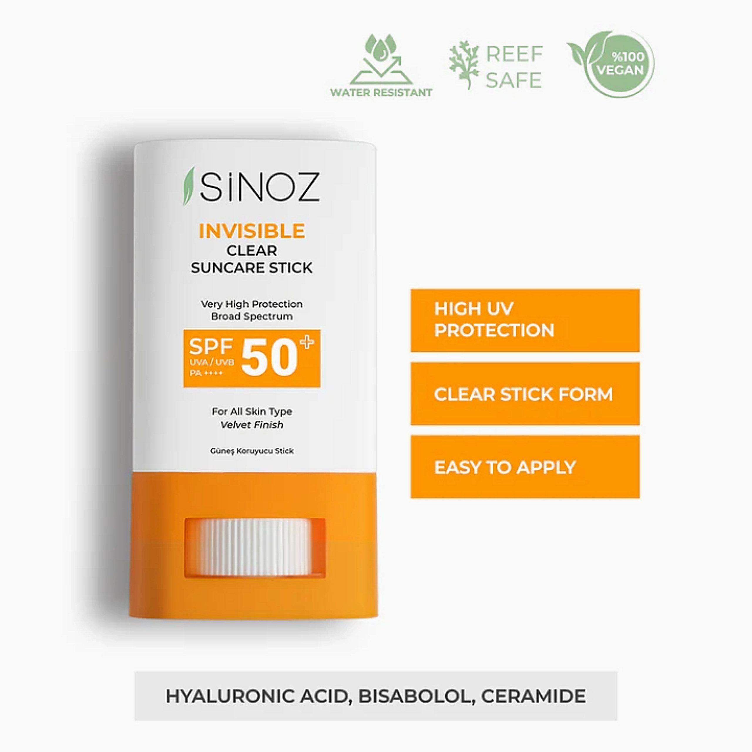 Sinoz Sonnenschutzcreme Invisible Suncare Stick – Unsichtbarer Schutz mit Filtertechnologie