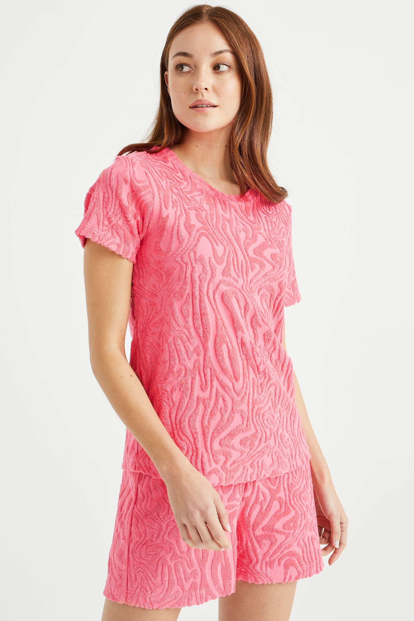 WE Fashion T-Shirt (1-tlg) Leuchtend rosa