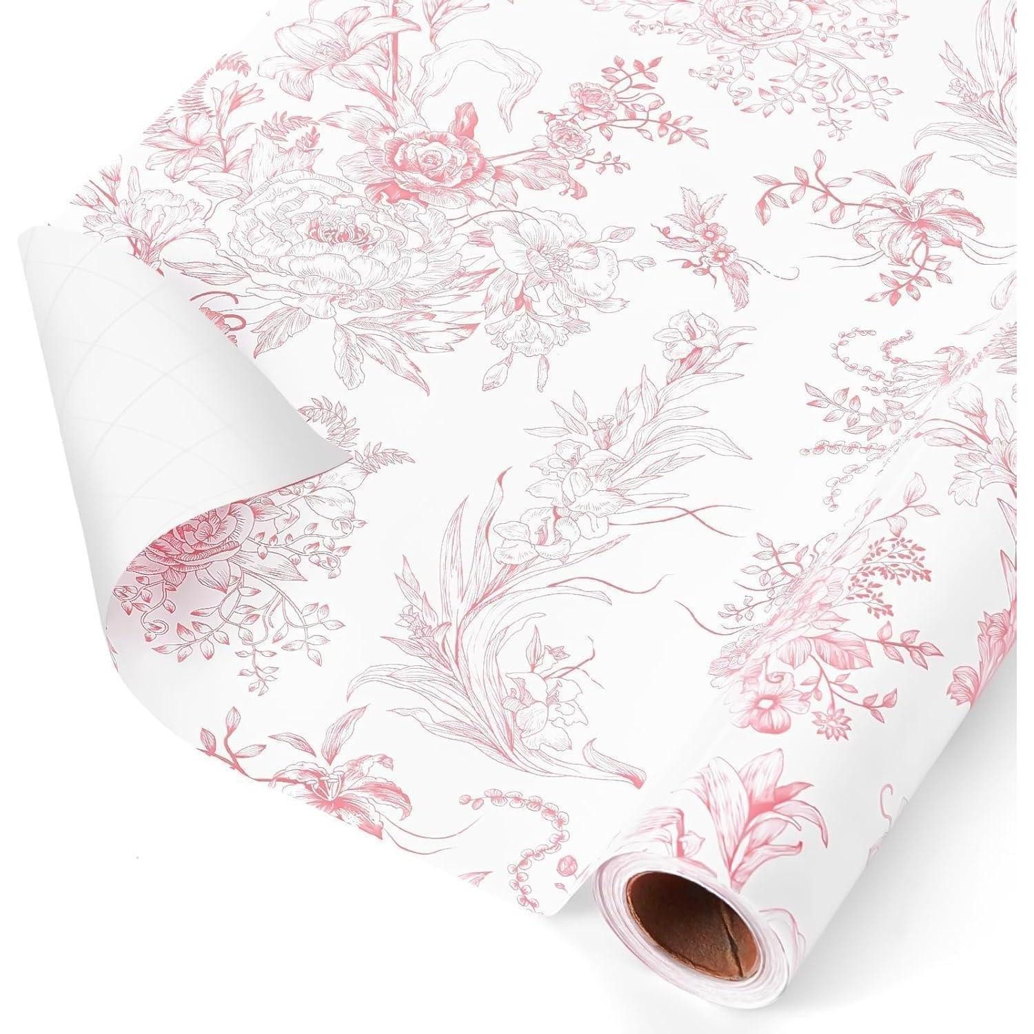 LuxusKollektion Geschenkpapier Geschenkpapier Blumenmotiv Rolle 43 cm 10 m Hochzeit Floral Rosa