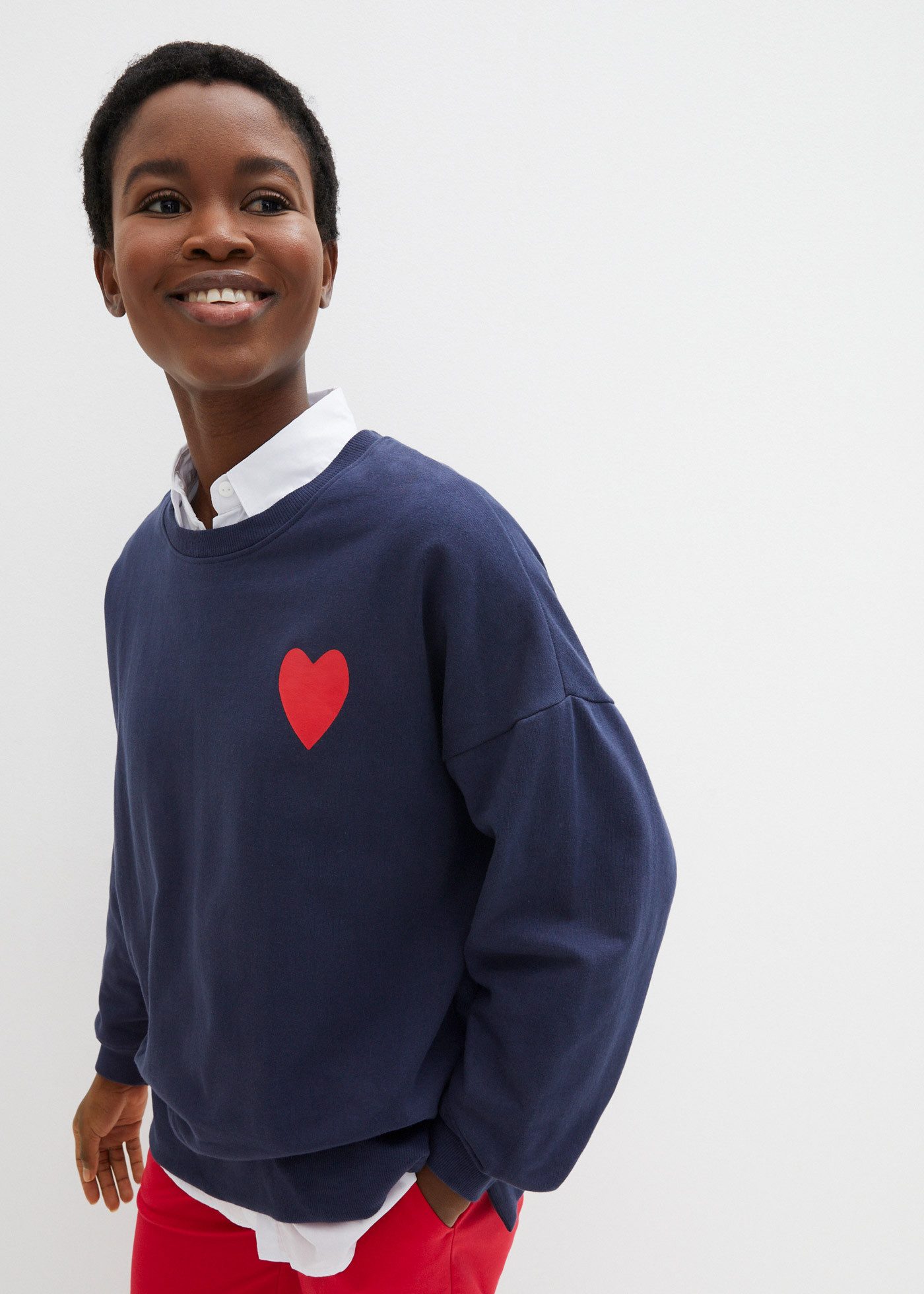 bonprix Sweatshirt lässiger Schnitt, überschnittene Schulter, Oversize-Pass günstig online kaufen