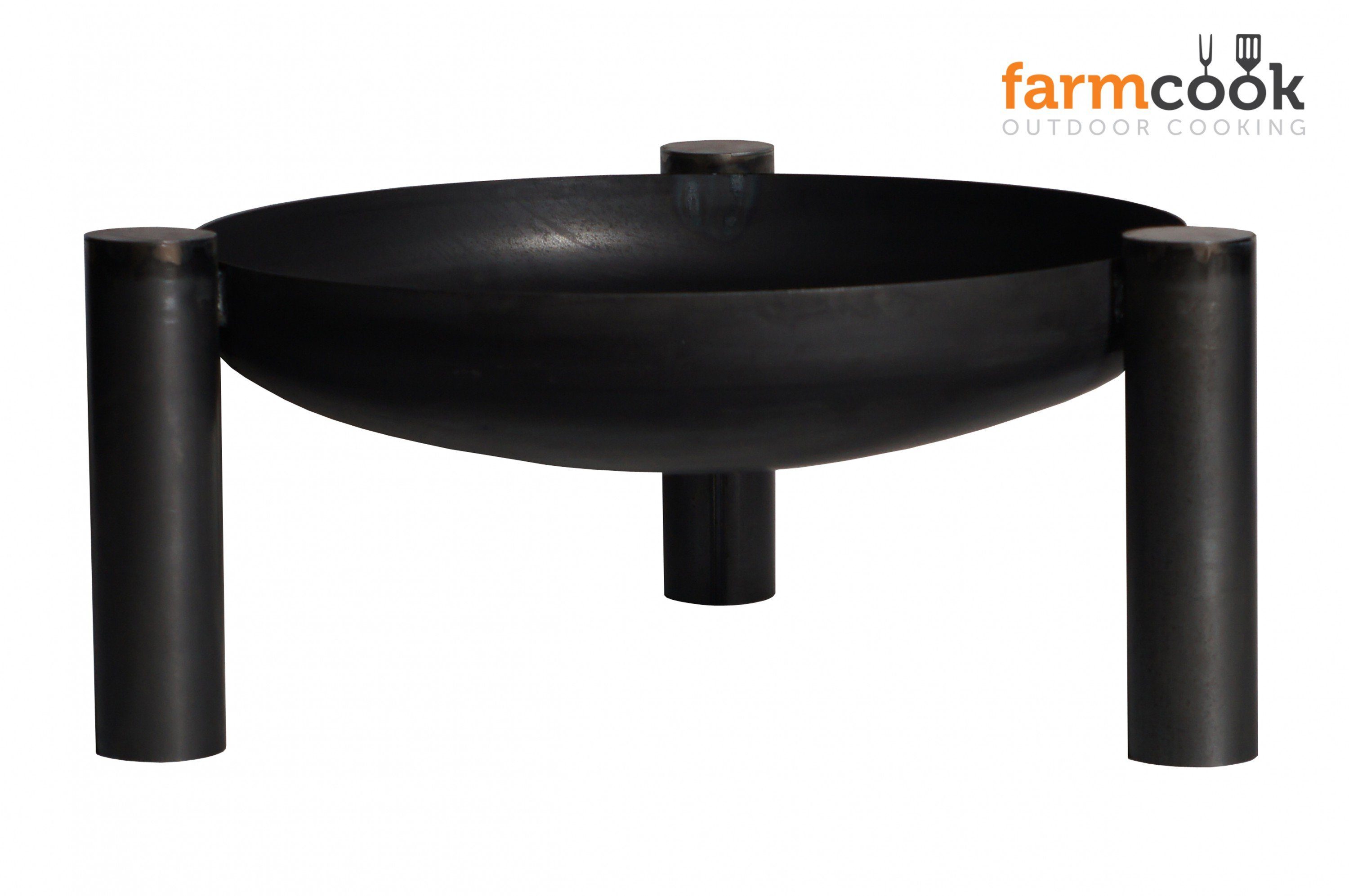 Farmcook Feuerschale Feuerschale unlakiert Feuerstelle Pan 38 Ø 60 cm, (1 Stück, 1 Feuerschale), aus unlackiertem Rohstahl