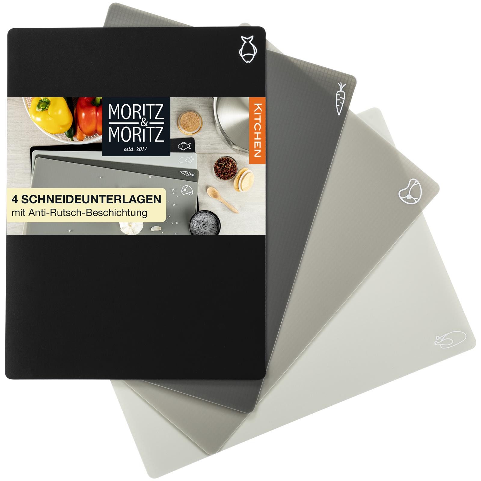 Moritz & Moritz Schneidebrett Moritz & Moritz 4x Schneidematte Symbole Grau, Kunststoff, (4er Set), Je 28 x 38 cm