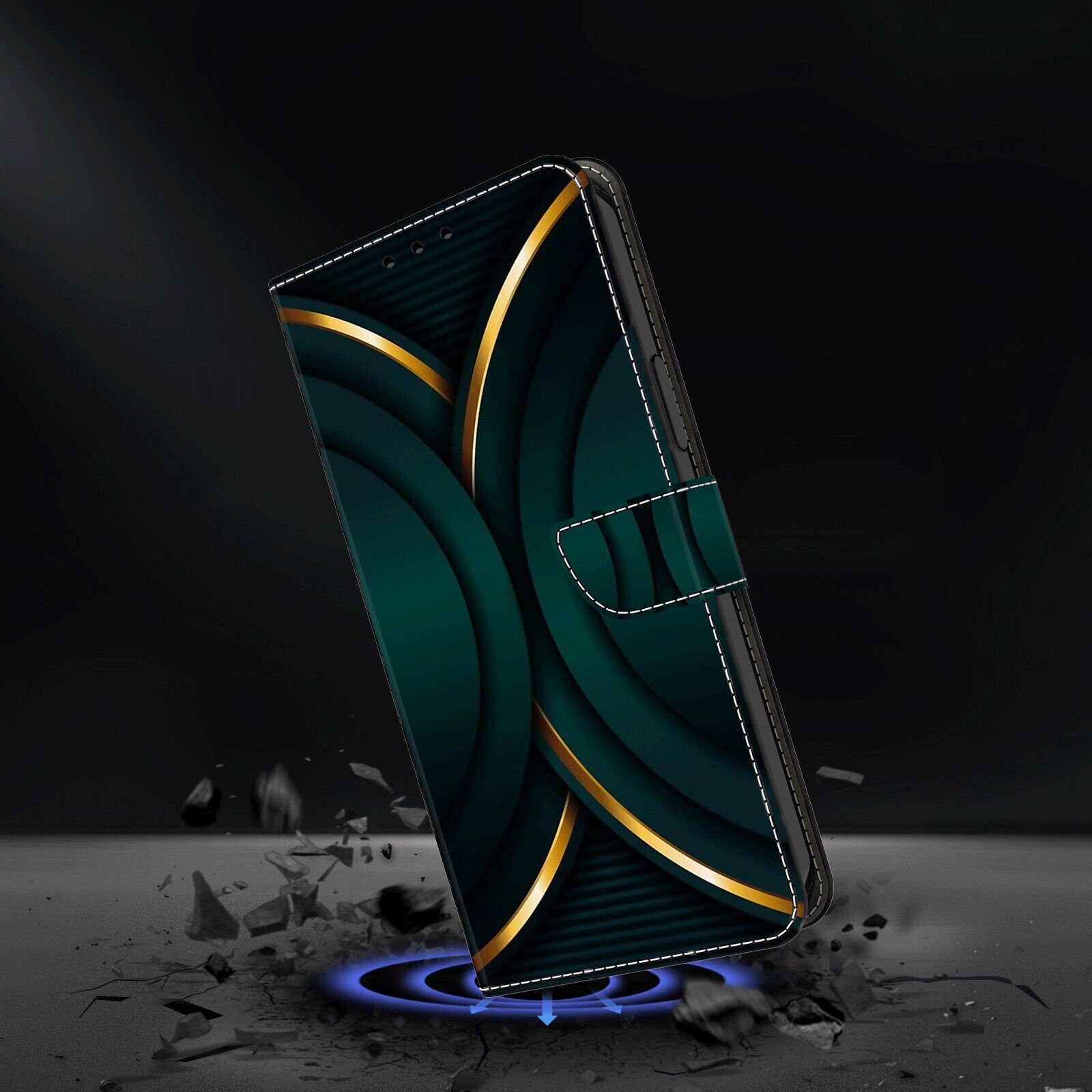 CLM-Tech Handytasche für Samsung Galaxy S26 6,3 Zoll Hülle aus PU-Leder Klapphülle (goldener Rand Kontur, 1-tlg., Handyhülle mit Standfunktion - Flip Case inklu – Bild 5 von 5