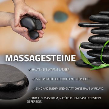 Habys Massageliege Hot Stone Massagestein - Set 64 - teilig, aus Basalt, mit Box