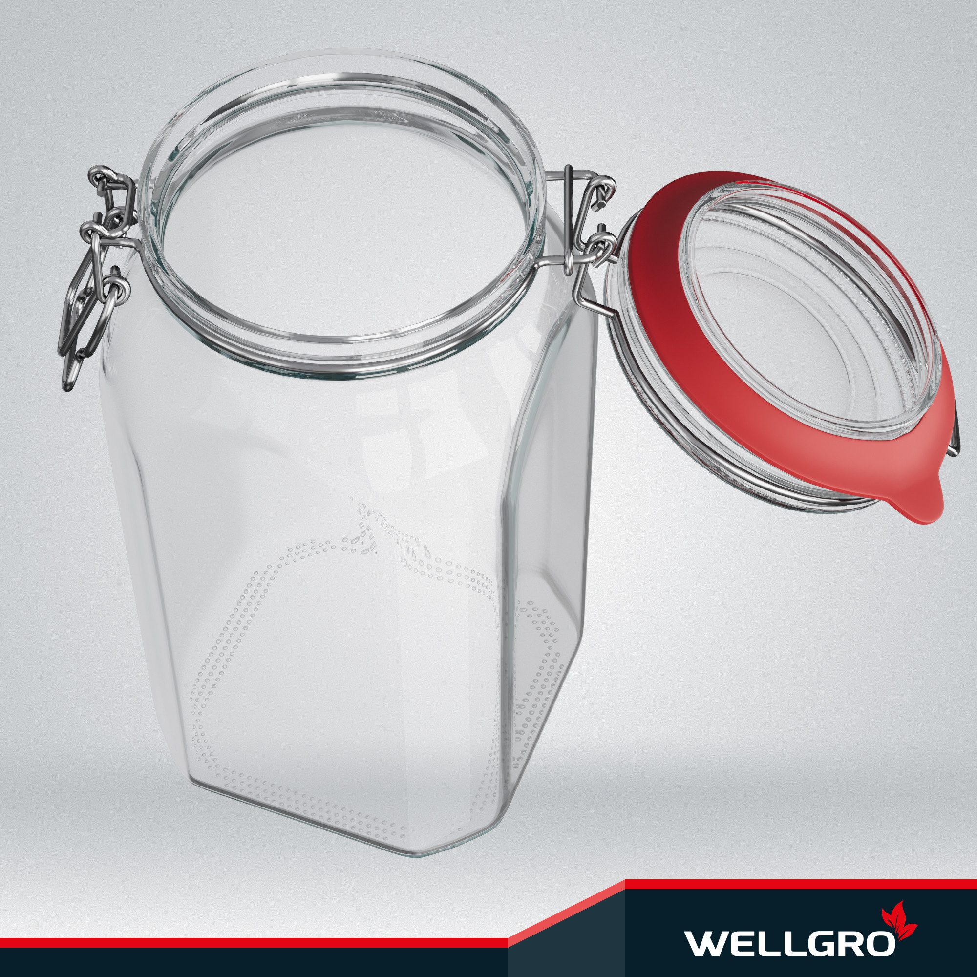 Wellgro Vorratsglas Einmachgläser mit Bügelverschluss eckig, Fermentierglas, (12-tlg) – Bild 4 von 5