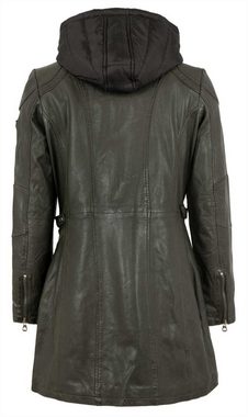 Gipsy Lederjacke GWMarlis RF Gipsy - Damen Echtleder Ledermantel Kapuze Lammnappa olive