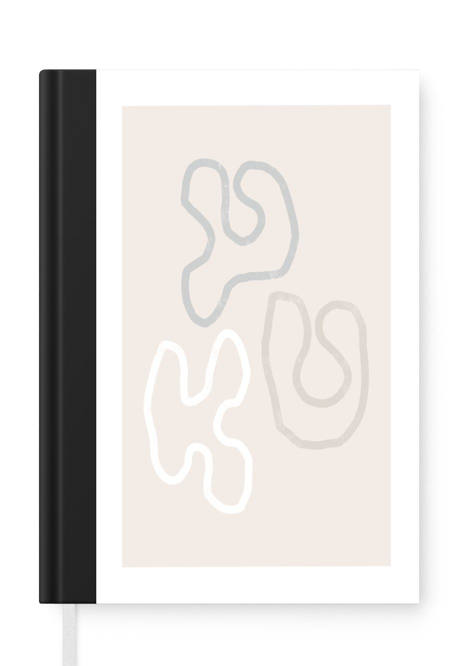 MuchoWow Notizbuch Minimalismus - Linienkunst - Formen, Journal, Merkzettel, Tagebuch, Notizheft, A5, 98 Seiten, Haushaltsbuch