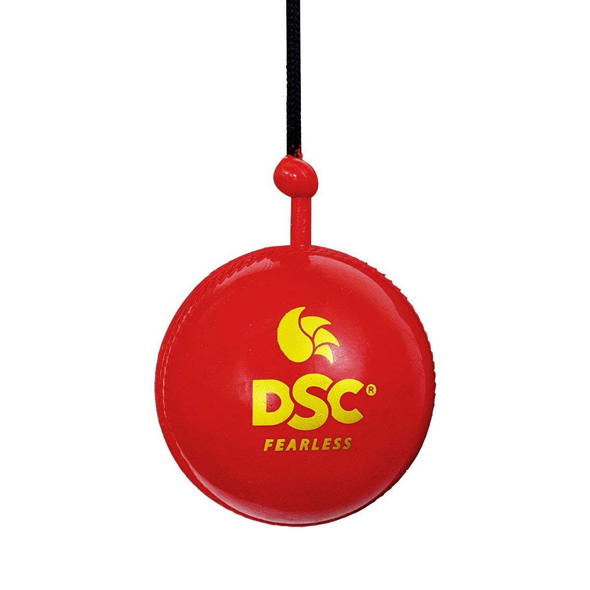 DSC Tennisball Hängender Trainings-Cricketball aus Gummi, wetterfest, Rot (Einzelner Trainings-Cricketball zum Aufhängen, Farbe Rot-Gelb, Material Gummi), Wetterfest, schwingfähig