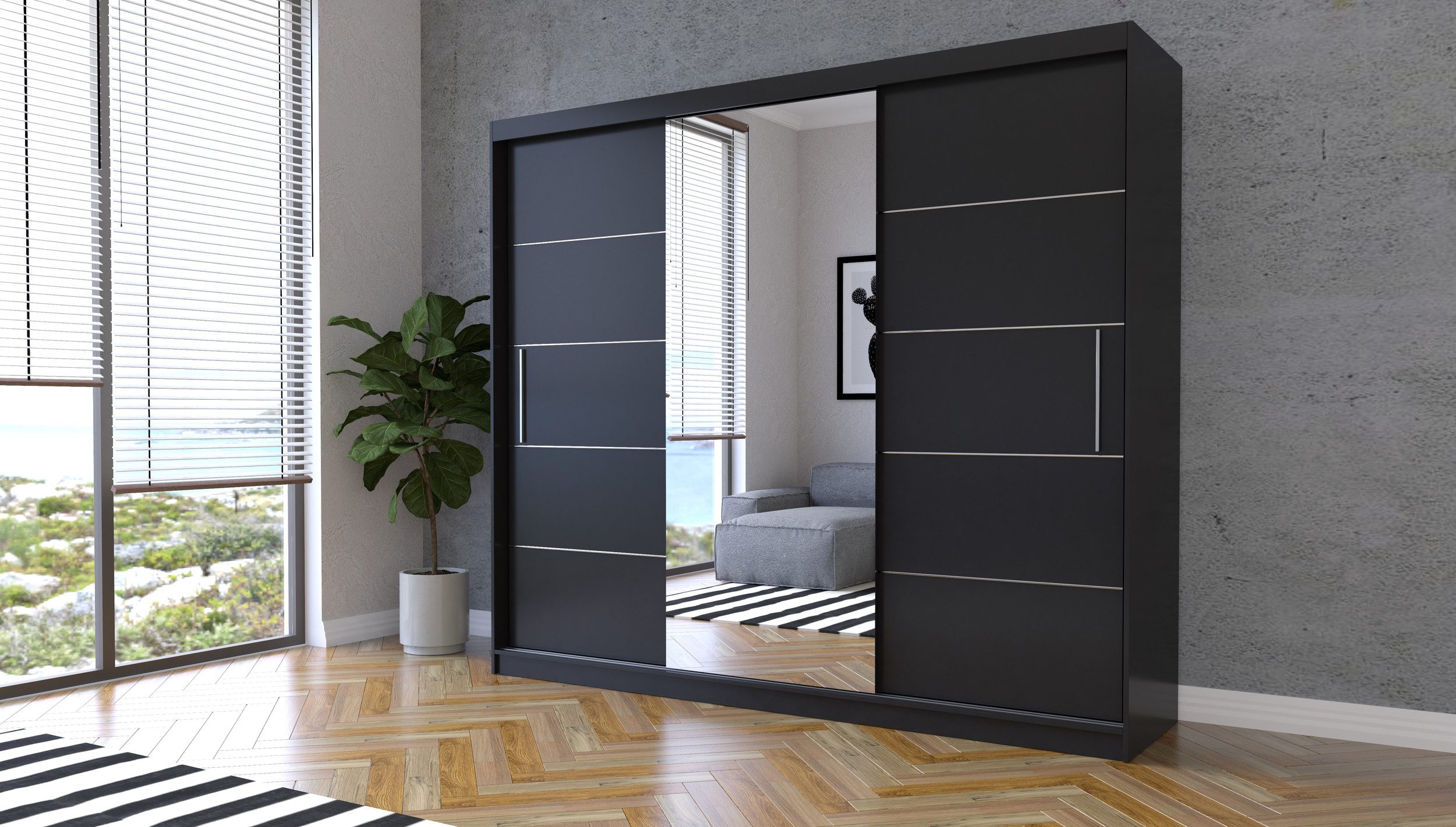 MOEBLO Kleiderschrank ELBA I (Schwebetürenschrank 2-türig günstig online kaufen