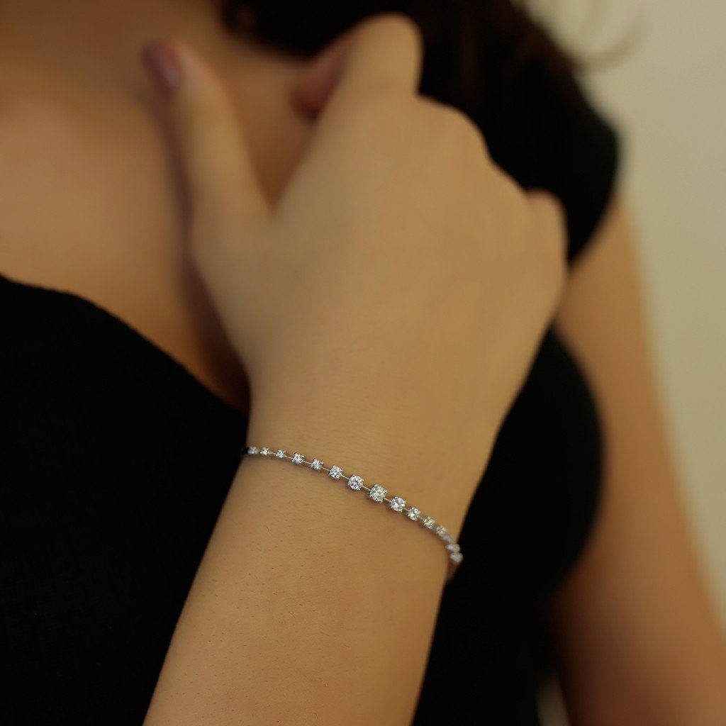 EinStein Diamant Tennisarmband Diamant Tennis Armband 14 Karat Weißgold