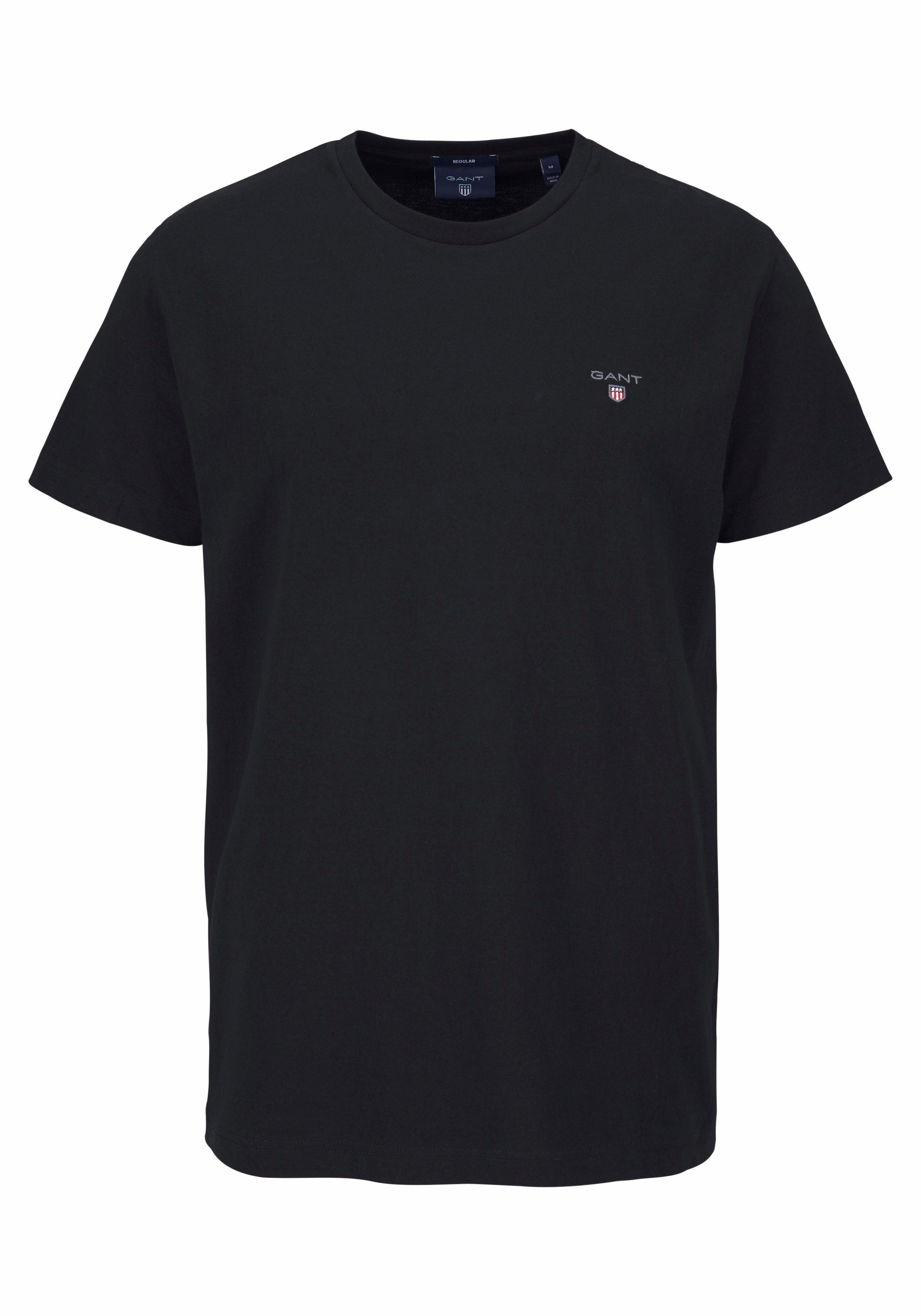 kleiner black SS Kontrast-Logostickerei ORIGINAL mit T-Shirt T-SHIRT Gant