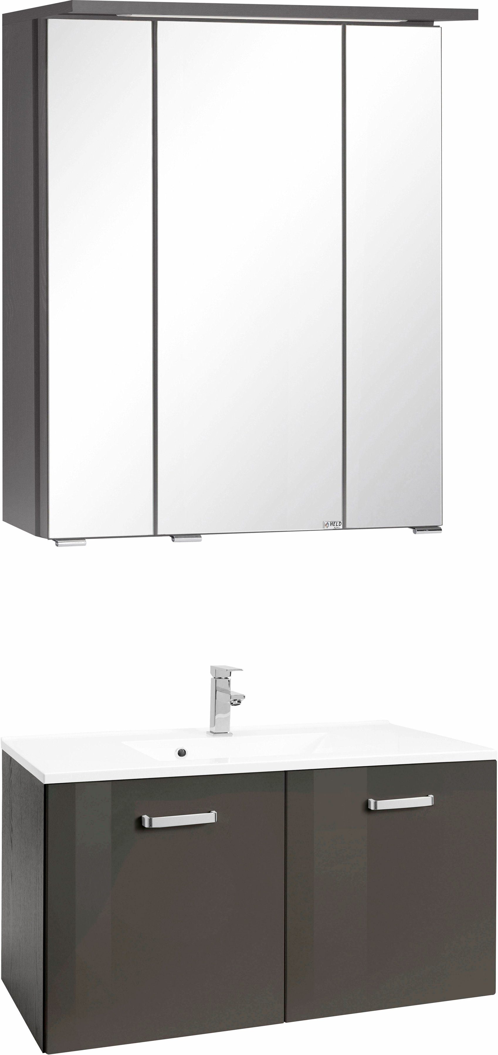 welltime Badmöbel-Set Ravenna, (2-St), Breite 80 cm, Bad-Unterschrank mit 2 Türen