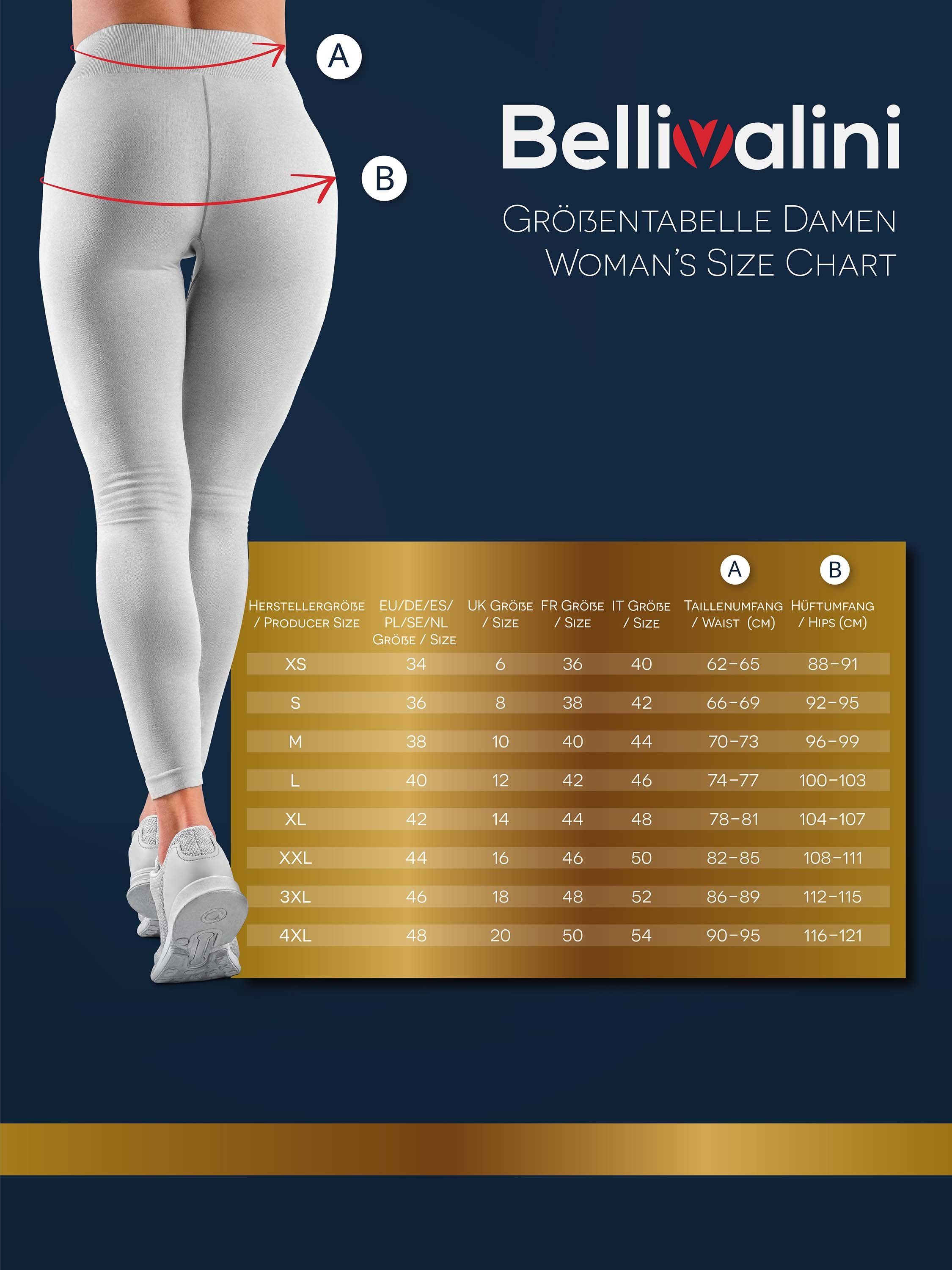 elastischer Damen Capri 3/4 Bund Leggings (1-tlg) Baumwolle BLV50-156 aus Leggings Bellivalini Gelb