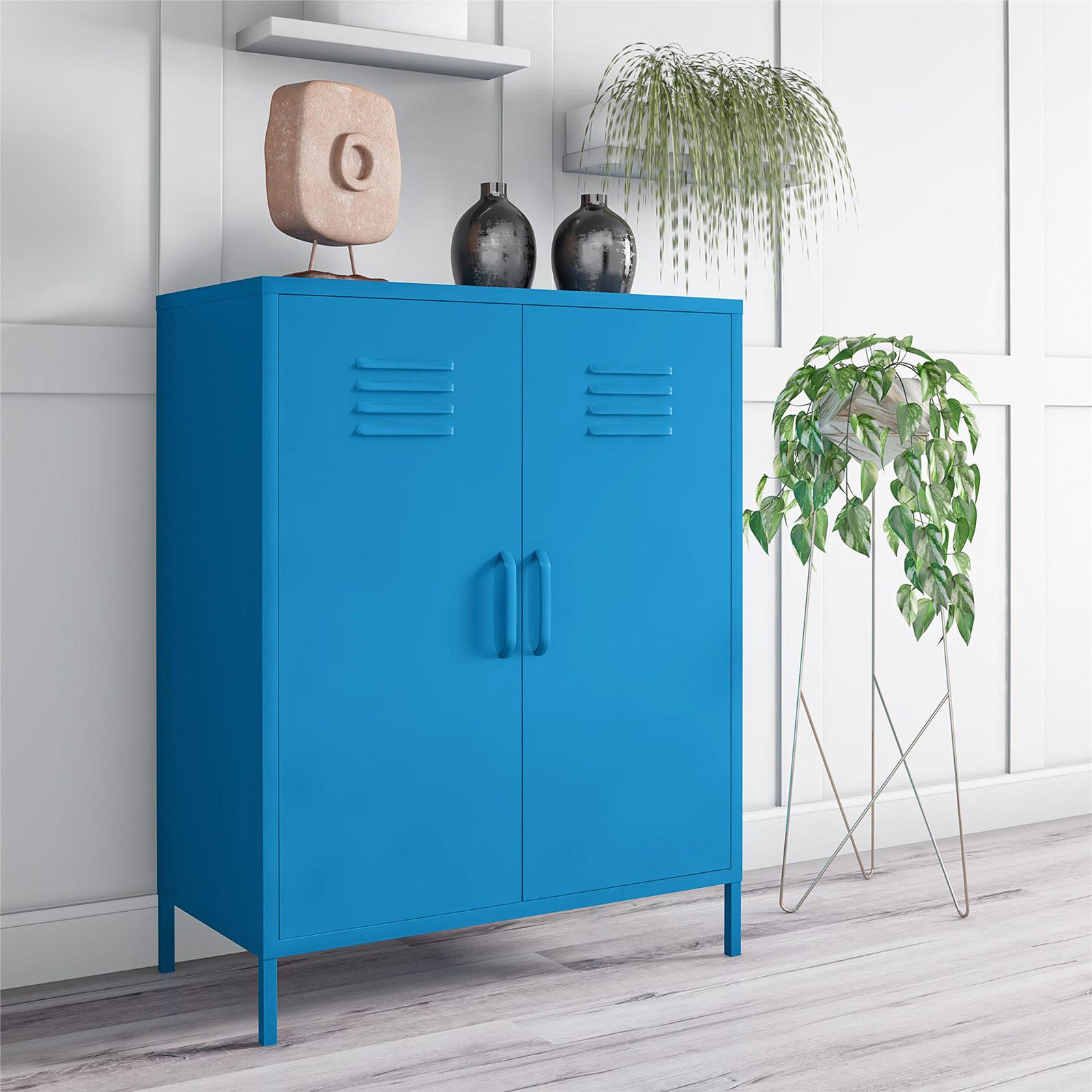 loft24 Mehrzweckschrank Cache Spind Schrank, 2 Türen, Metallschrank, modern, Industriestil