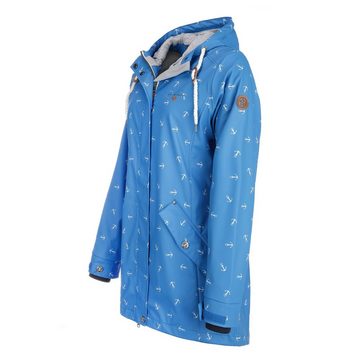 Dry Fashion Regenjacke Damen Regenmantel Cuxhaven Anker-Print - Jacke mit Kapuze wasserdicht