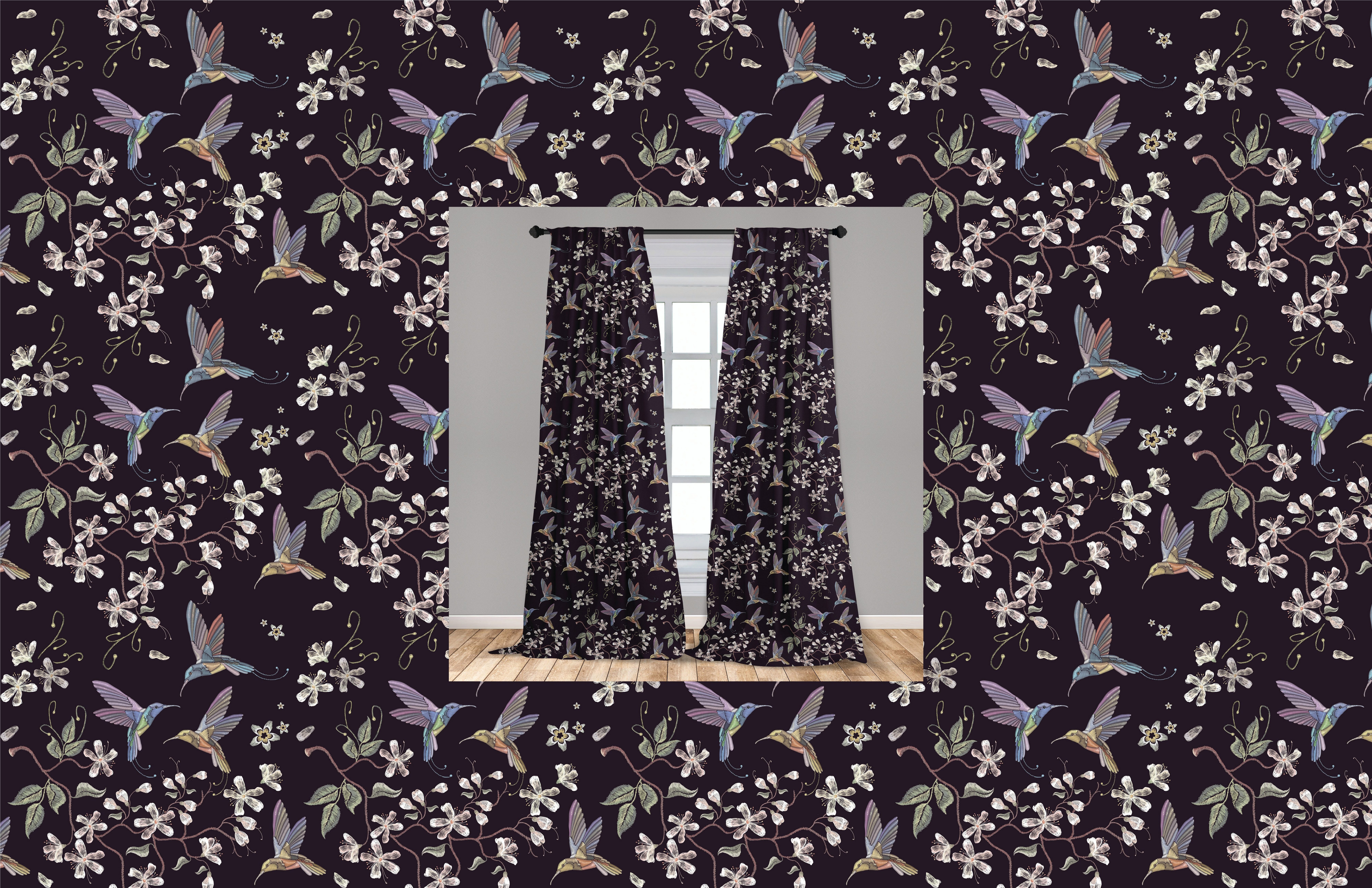 Gardine Vorhang für Wohnzimmer Schlafzimmer Kirschblüte Abakuhaus, Dekor, Kolibri Microfaser