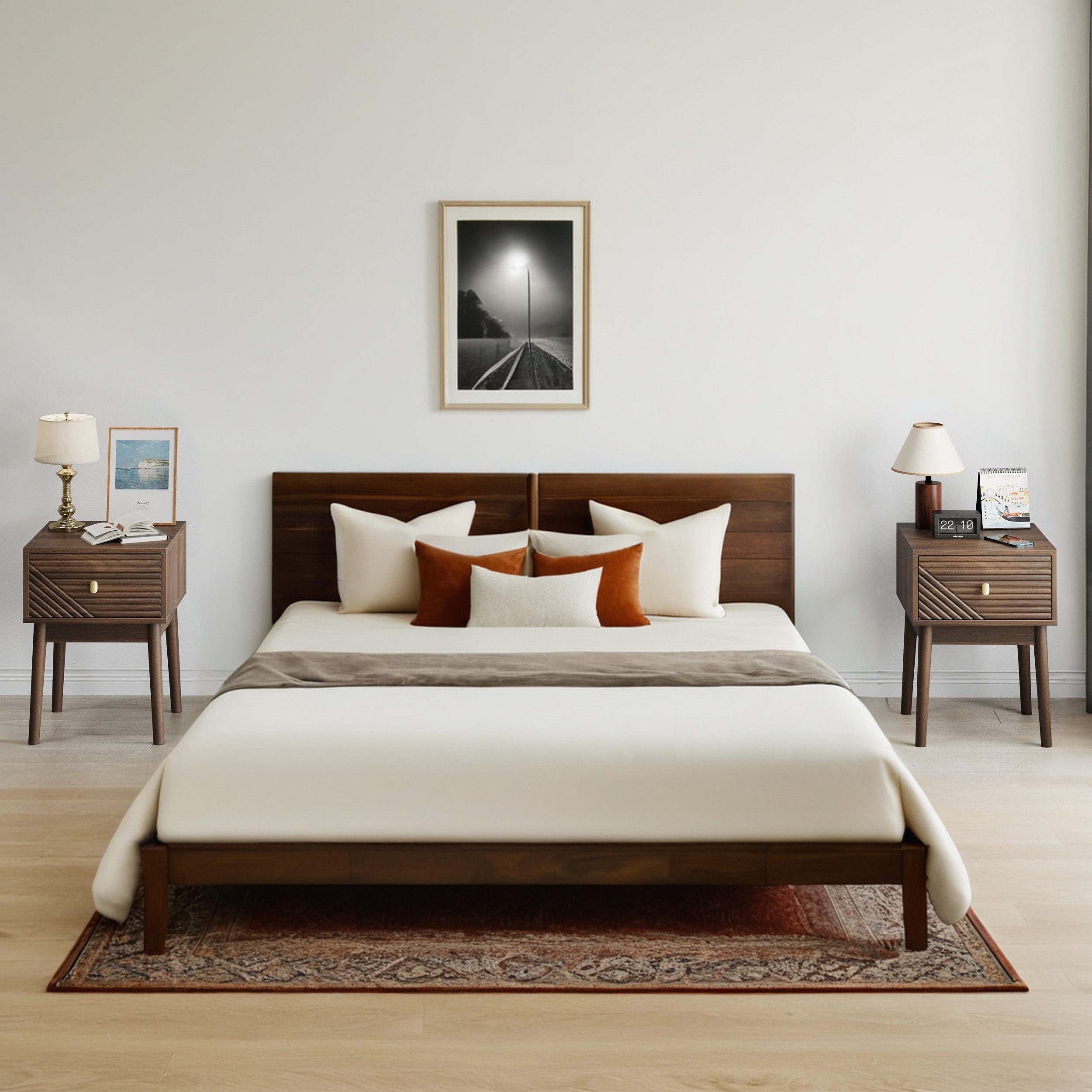 OKWISH Nachttisch Nachttisch,Beistelltisch (Mid-Century Modern Nussbaum günstig online kaufen
