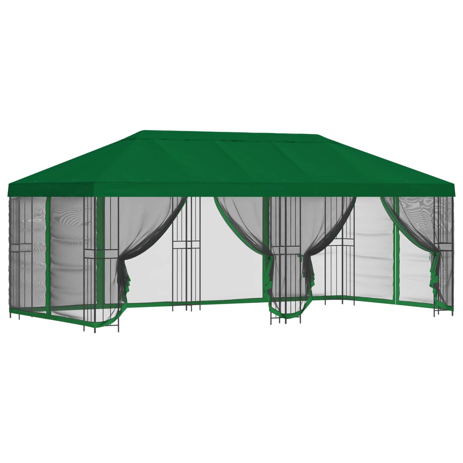 vidaXL Partyzelt Pavillon mit Seitenwänden 6 x 3 m Grün Polyester und Stahl 190
