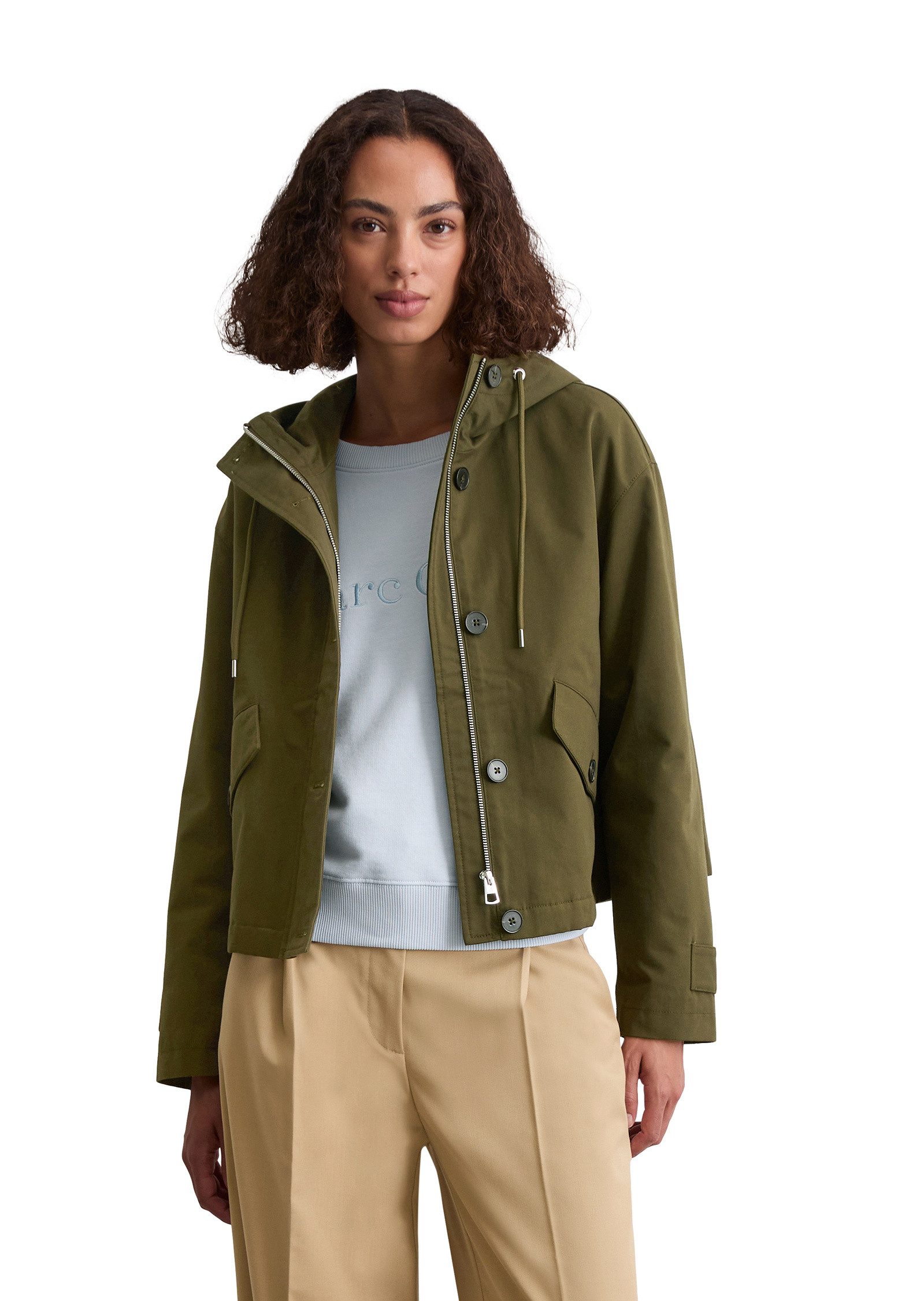 Marc O'Polo Outdoorjacke aus gepeachtem Baumwoll-Twill