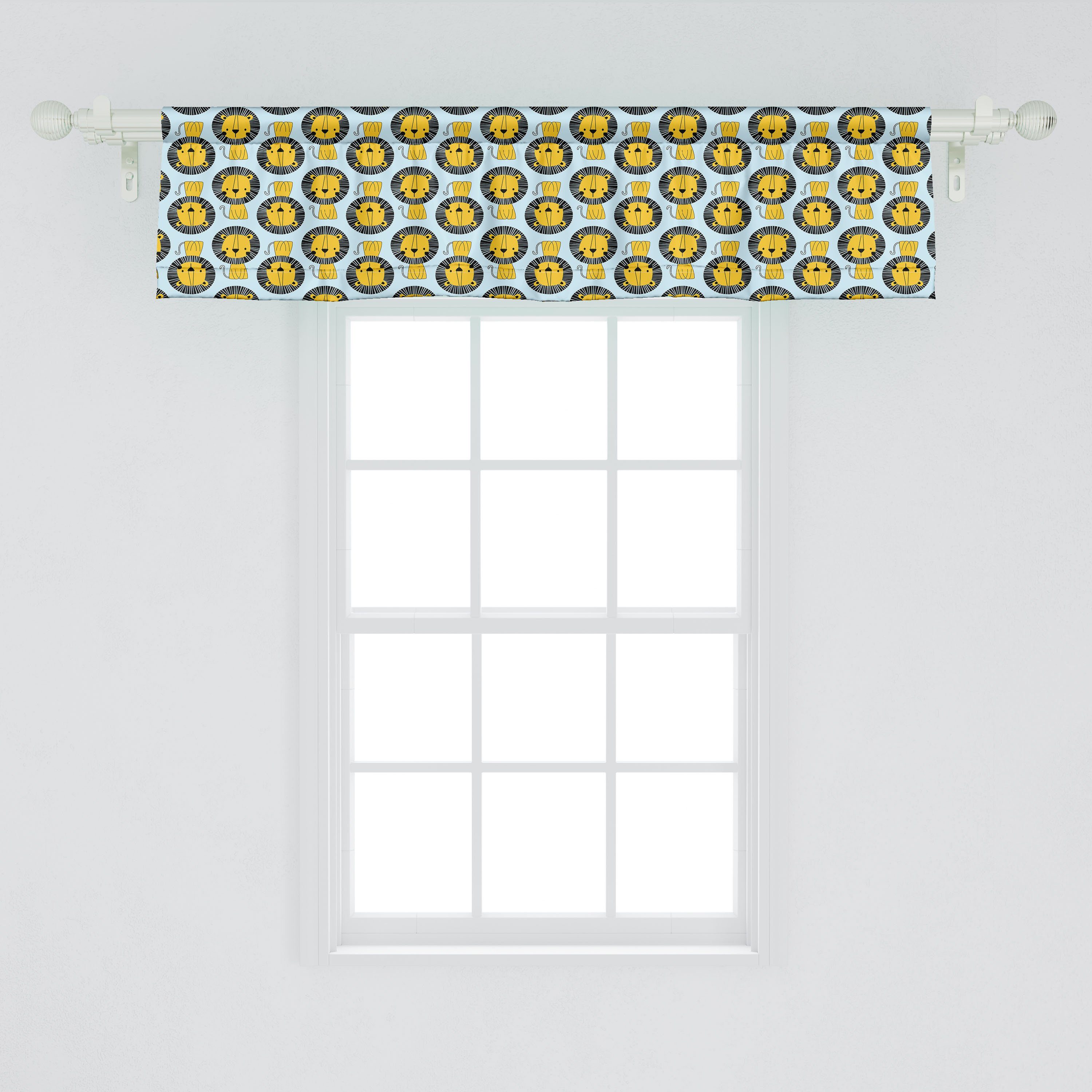 Scheibengardine Vorhang Volant Küche Lions Circular Manes Microfaser, mit Abakuhaus, in Dekor für Karikatur Schlafzimmer Stangentasche