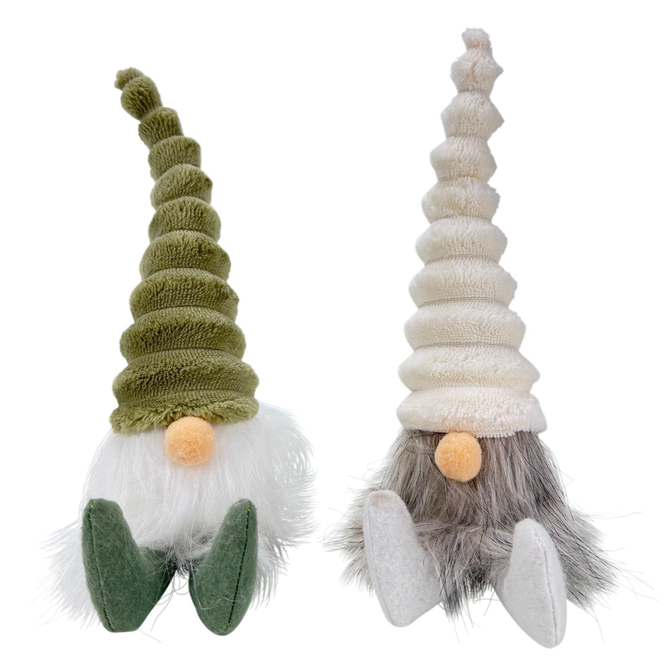 Online-Fuchs Dekofigur 2 süße Weihnachtswichtel mit Bart und Zipfelmütze - günstig online kaufen