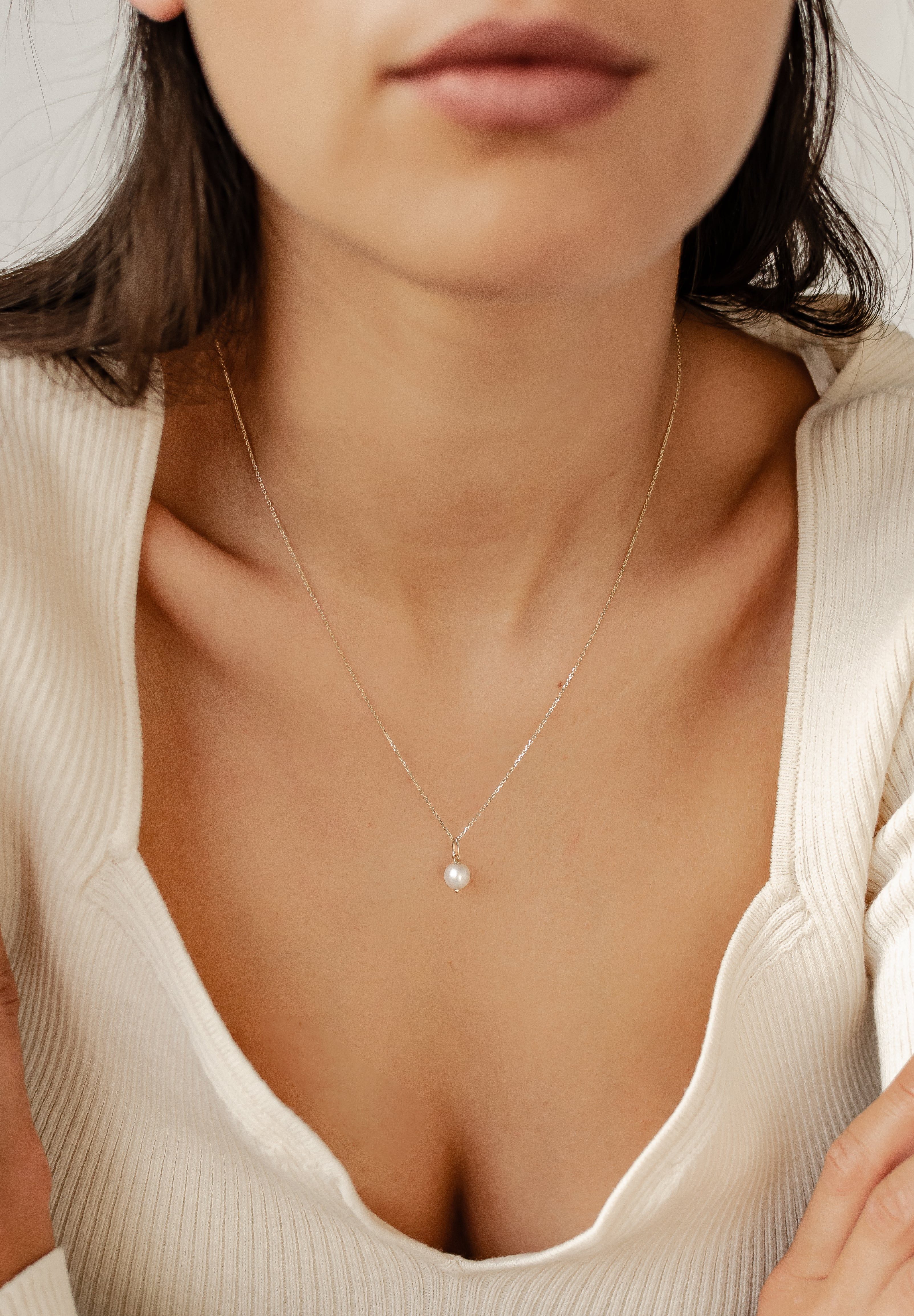 Dear Me Goldkette 585 mit Perlenanhänger, Elegante 14K Gelbgold Halskette D günstig online kaufen