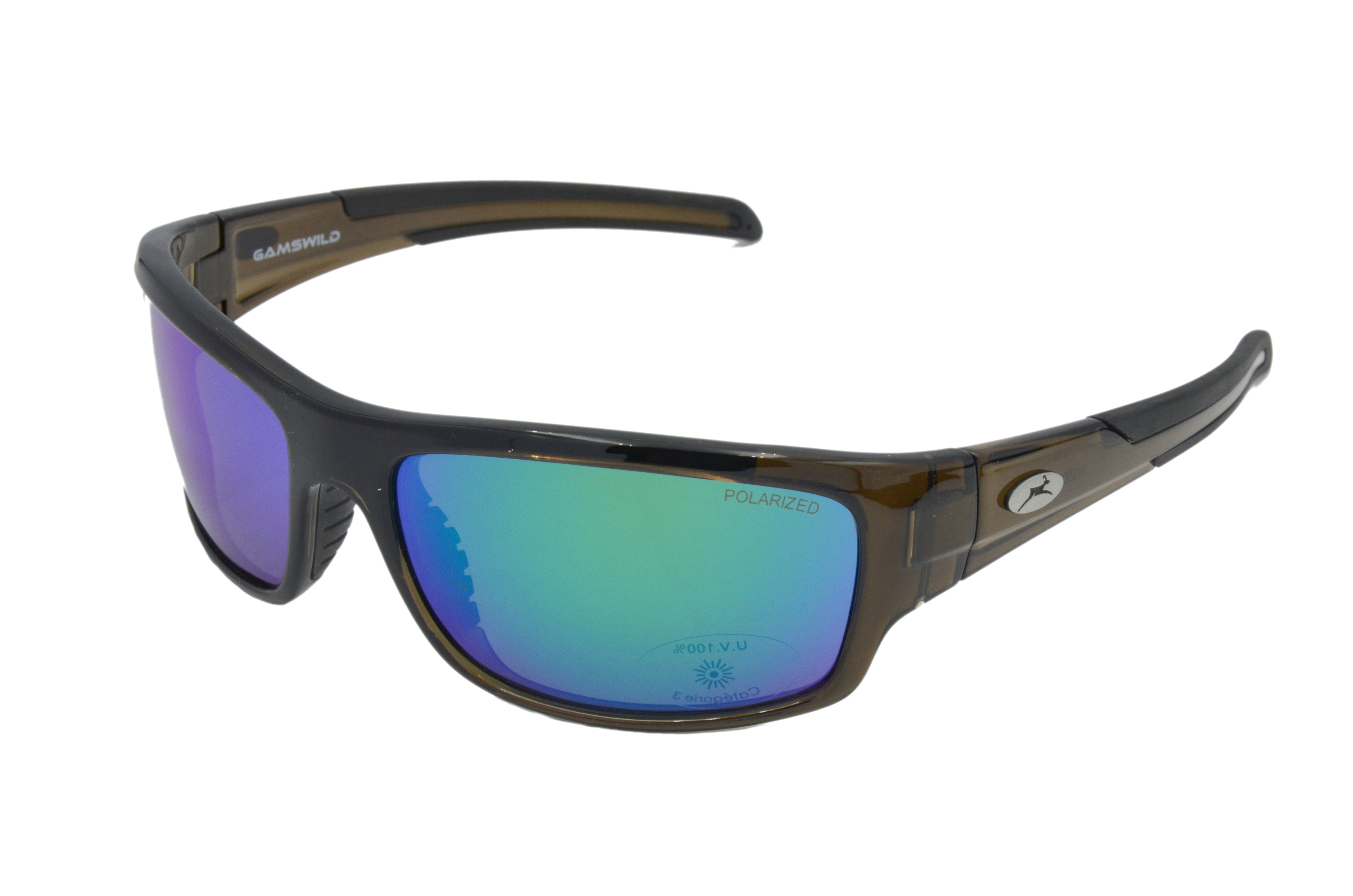 Gamswild Sportbrille WS6034 Sportbrille Sonnenbrille Fahrradbrille Skibrille Damen Herren, polarisierte Gläser, grün-türkis, blau, grau, schwarz, braun