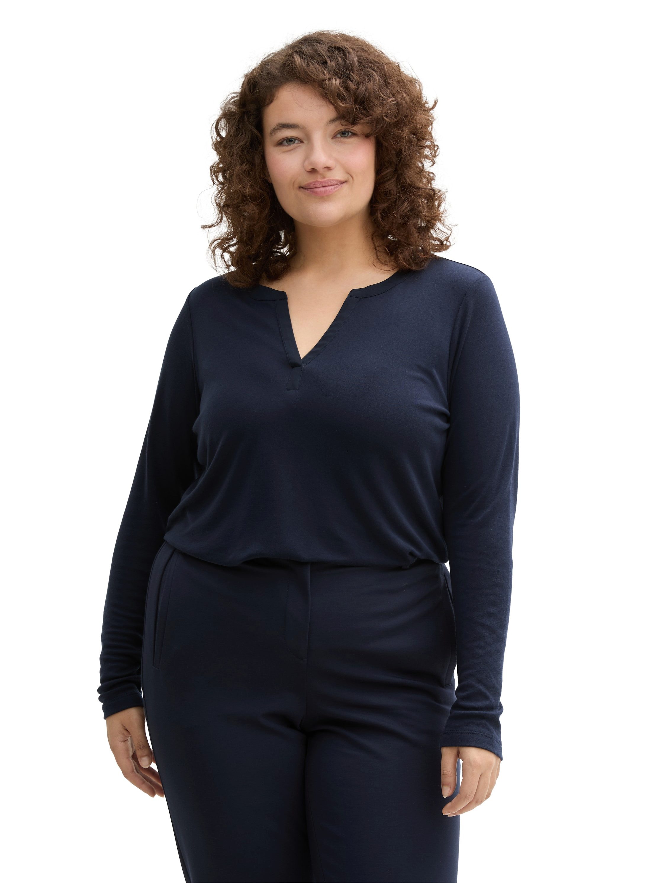 TOM TAILOR PLUS T-Shirt mit Henley Ausschnitt