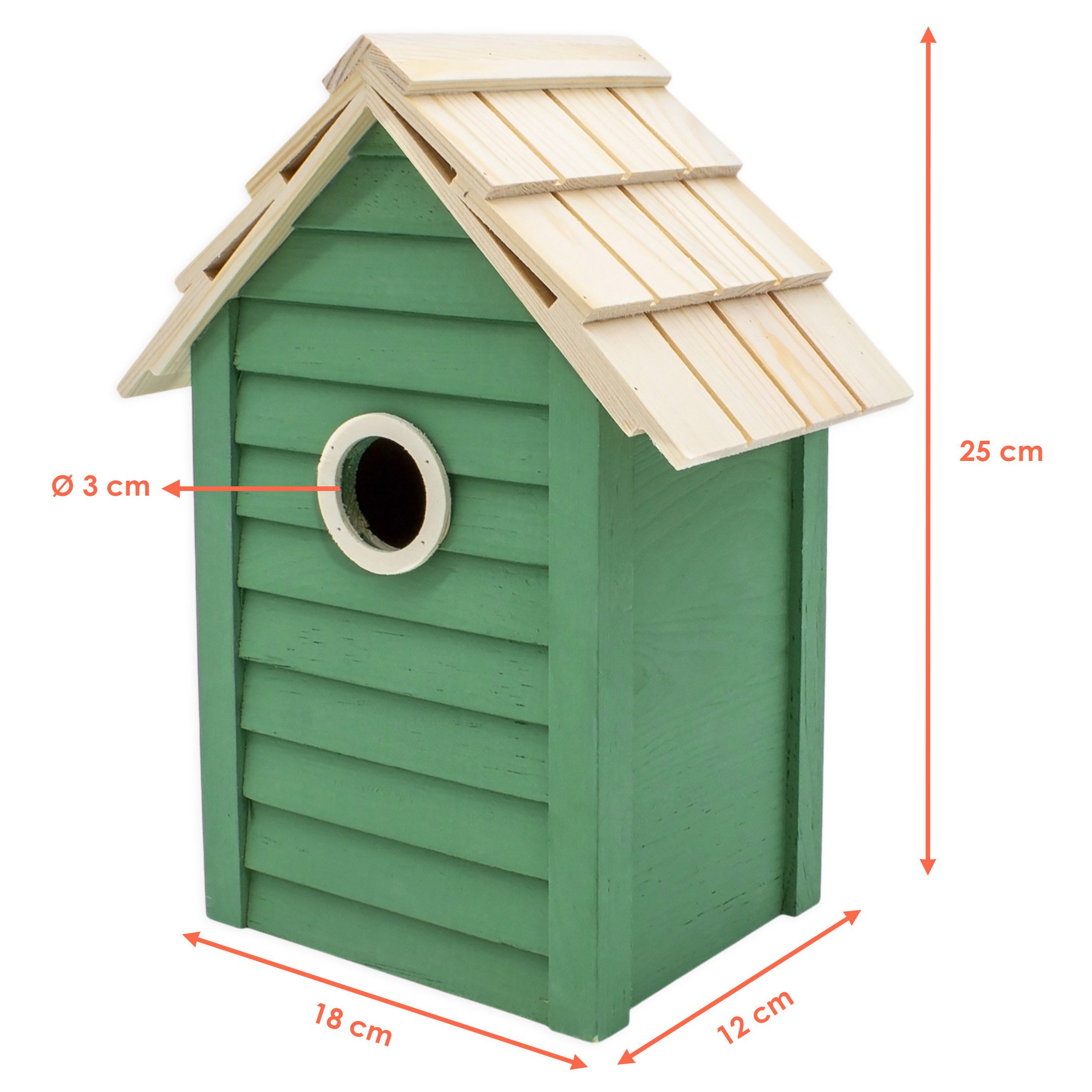 Spetebo Nistkasten Holz Vogelhäuschen grün zum HInstellen - 25 x 18 cm, für die saisonale Dekoration oder als Geschenkidee