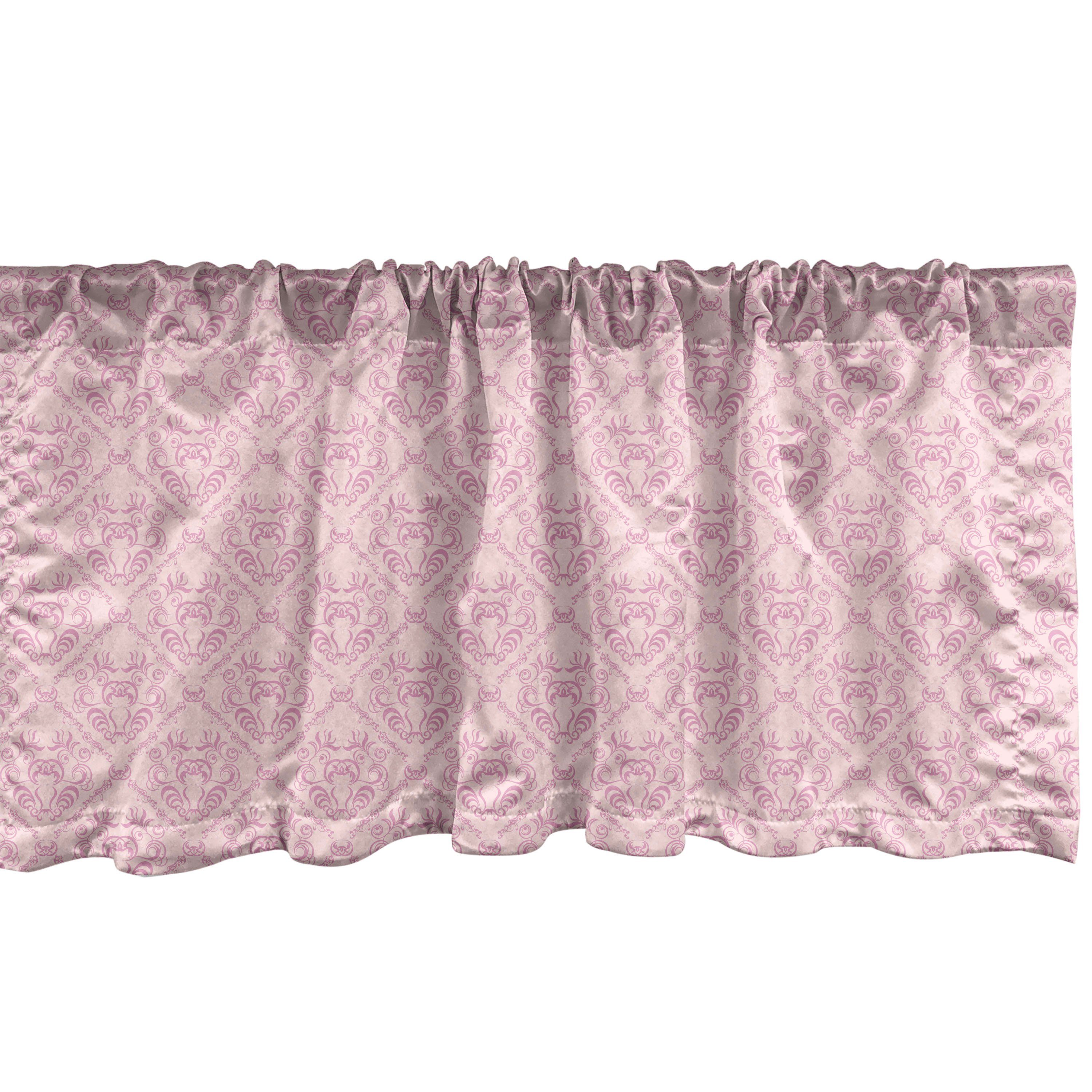 Scheibengardine Vorhang Volant für Küche Schlafzimmer Dekor mit Stangentasche, Abakuhaus, Microfaser, Rosa Damast Thin zarte florale