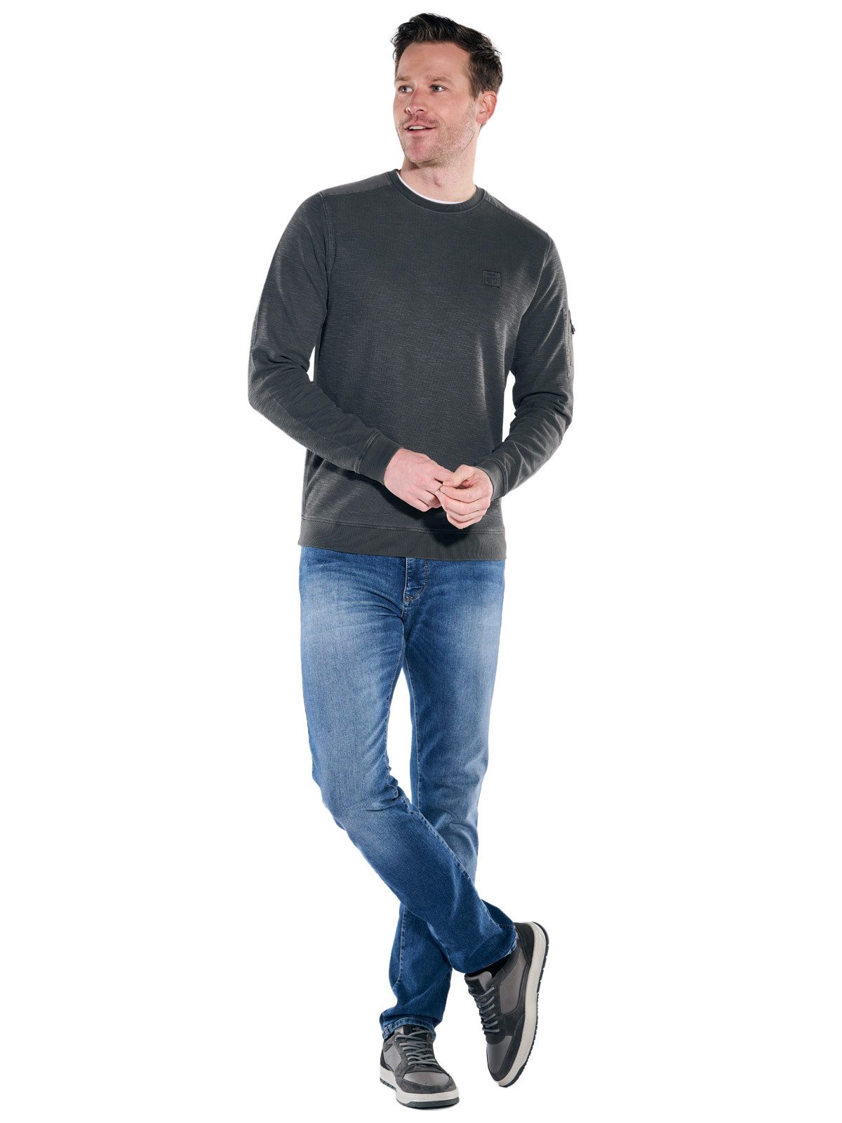 Engbers Langarmshirt Herren Rundhals Shirt, Anthrazit – Bild 3 von 5