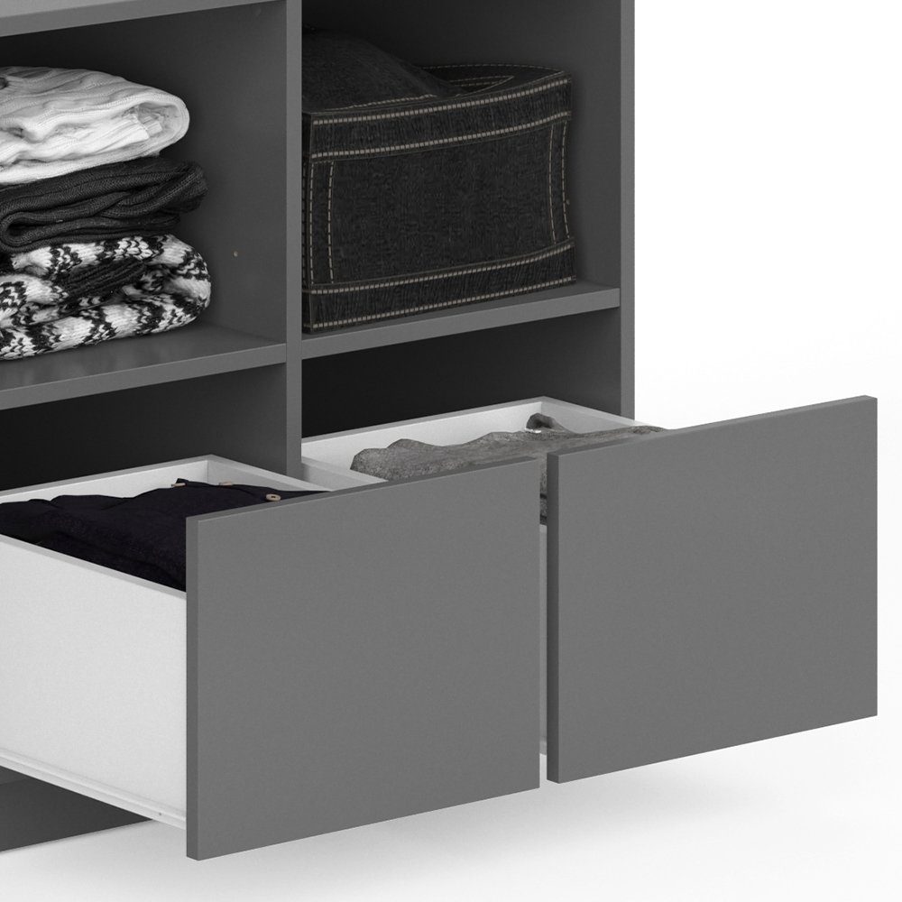 Vicco Garderobe Kleiderschrank Set (kein für Set) Schubladen klein Anthrazit VISIT 2er