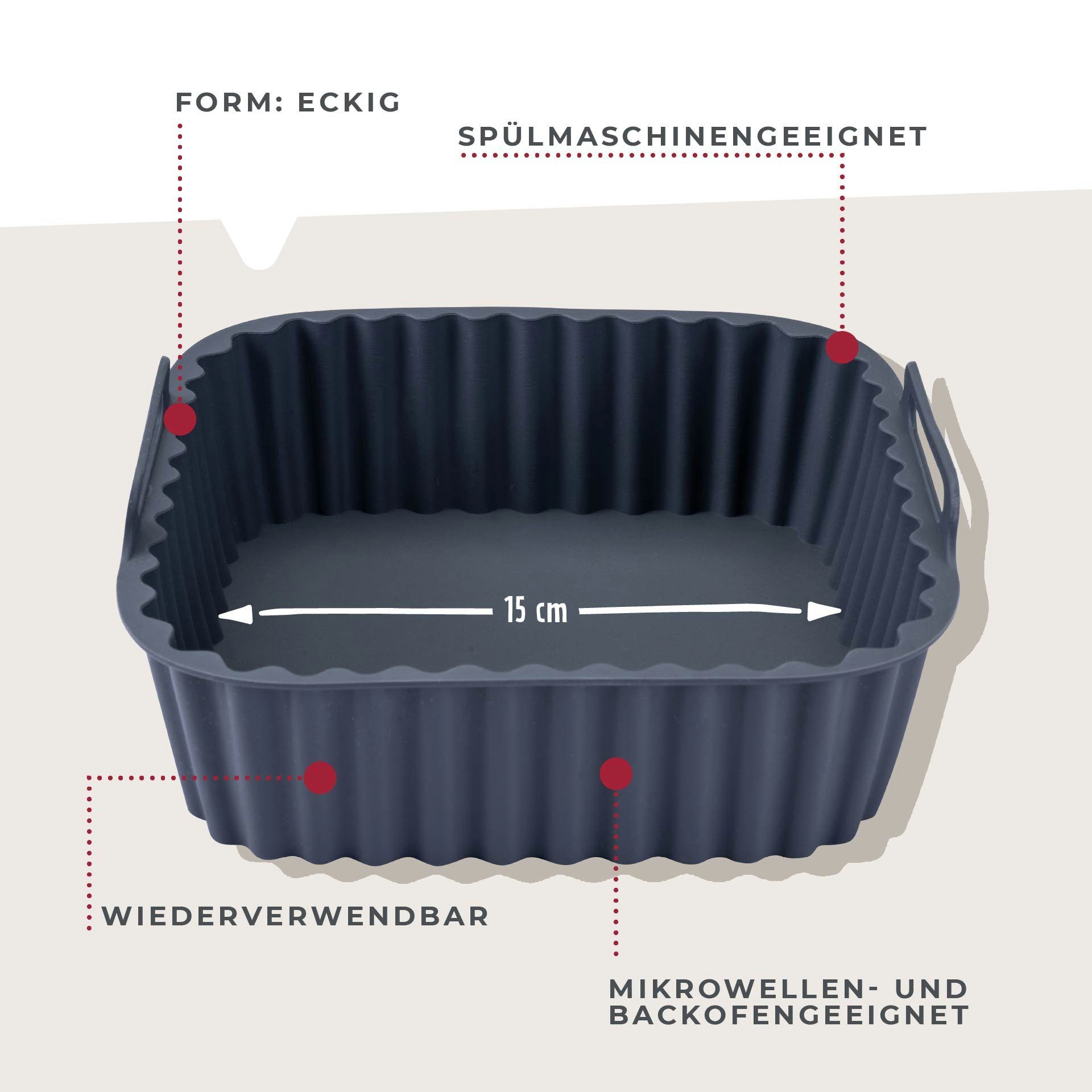 FACKELMANN Silikonform Backform für Heißluftfritteuse, Backform, Flexiform, Antihaft