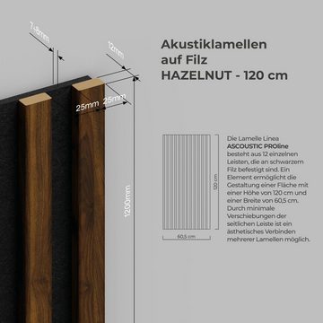 Stegu Wandpaneel Linea ACOUSTIC PROline Akustikpaneel Holz auf Filz Lamellenwand FSC, BxL: 60,00x120,00 cm, (1-tlg) Dekorative Wandvertafelung mit Akustik- und Dämmungseigenschaften