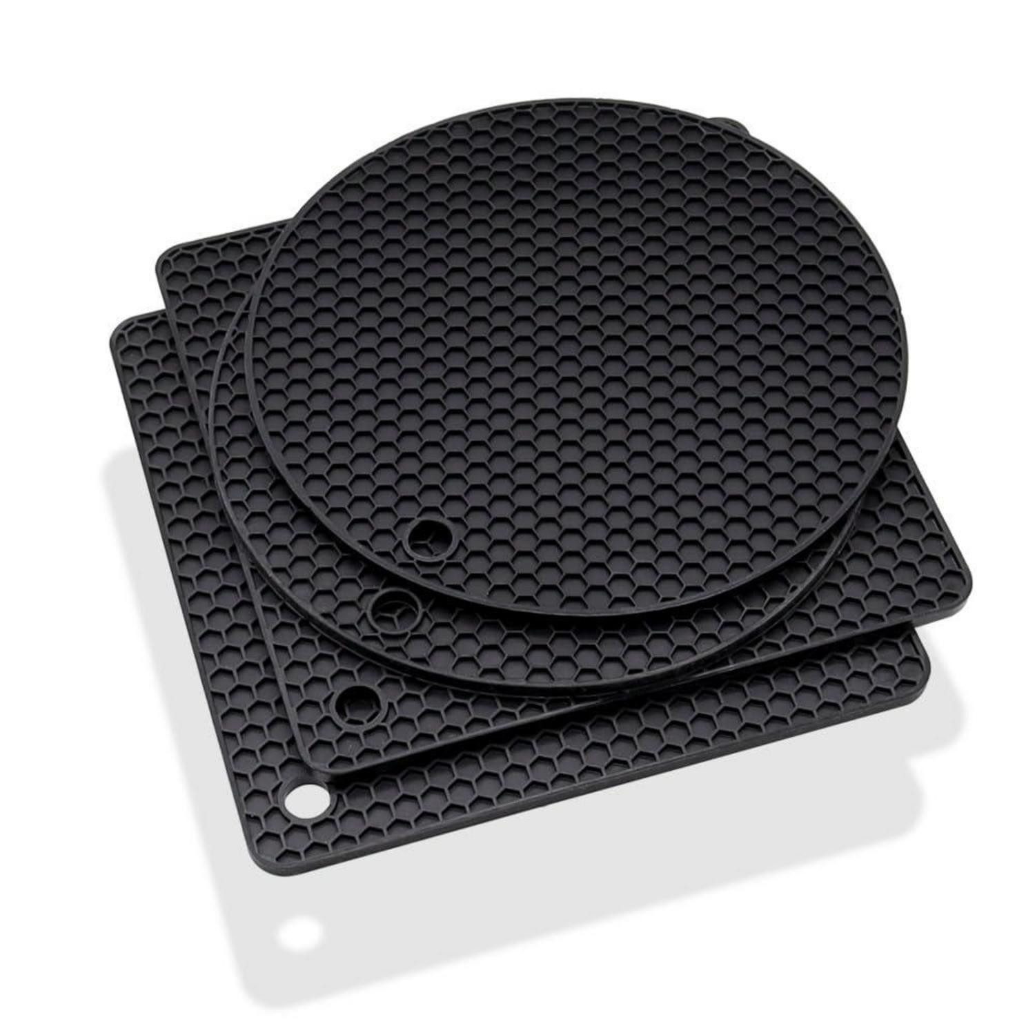 LuxusKollektion Topfuntersetzer Silikon Untersetzer 4er Set Wabenmuster Schwarz