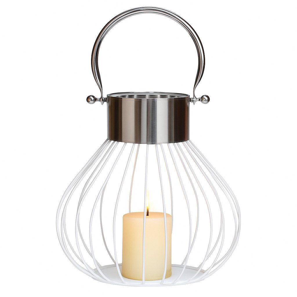 Marrakesch Orient & Mediterran Interior Teelichthalter MAADES Windlicht Kerzenständer Teelichthalter mit Henkel Romane Weiß (1 St), Handarbeit